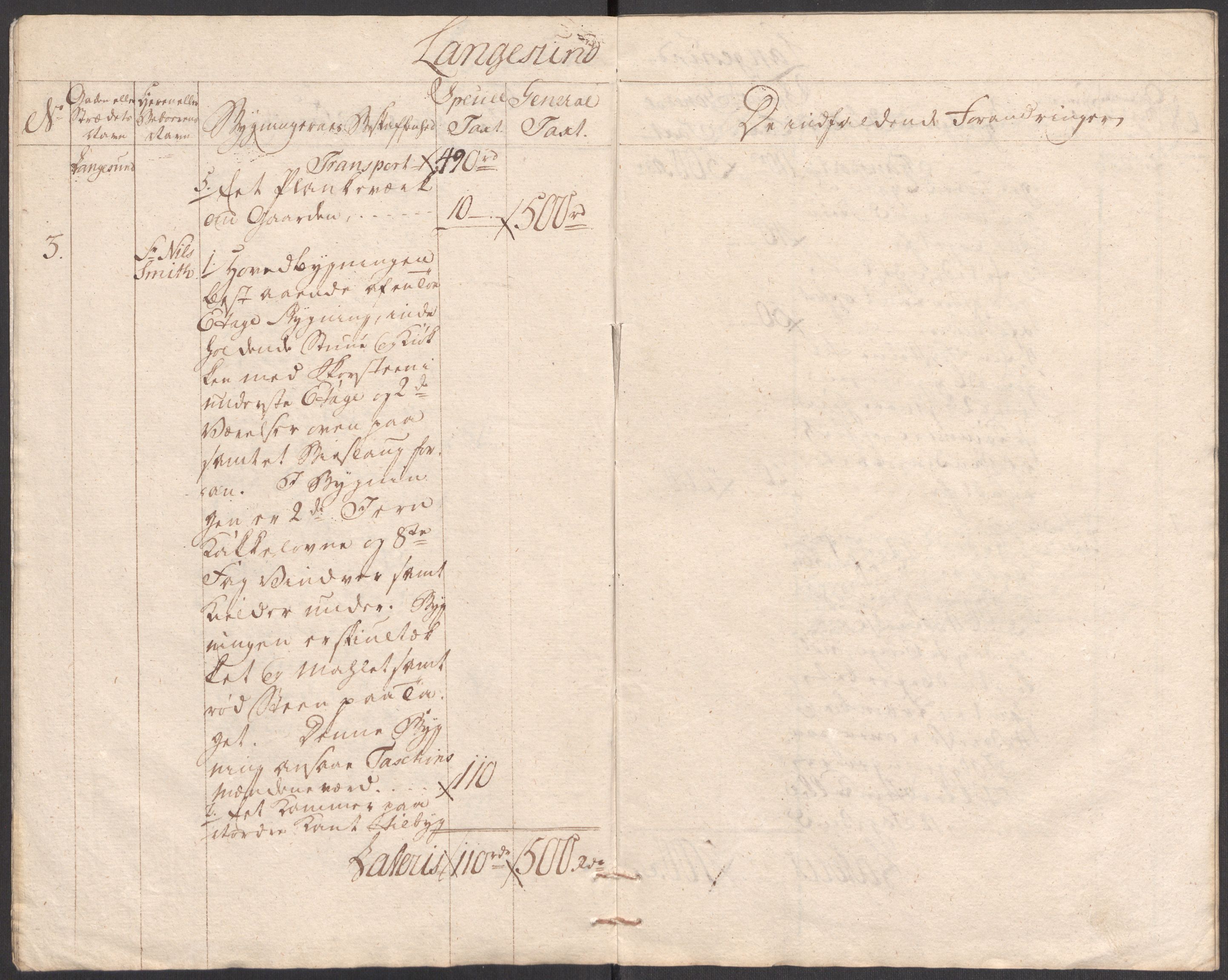 Kommersekollegiet, Brannforsikringskontoret 1767-1814, AV/RA-EA-5458/F/Fb/L0060/0002: Bratsberg amt / Branntakstprotokoll Langesund, 1787