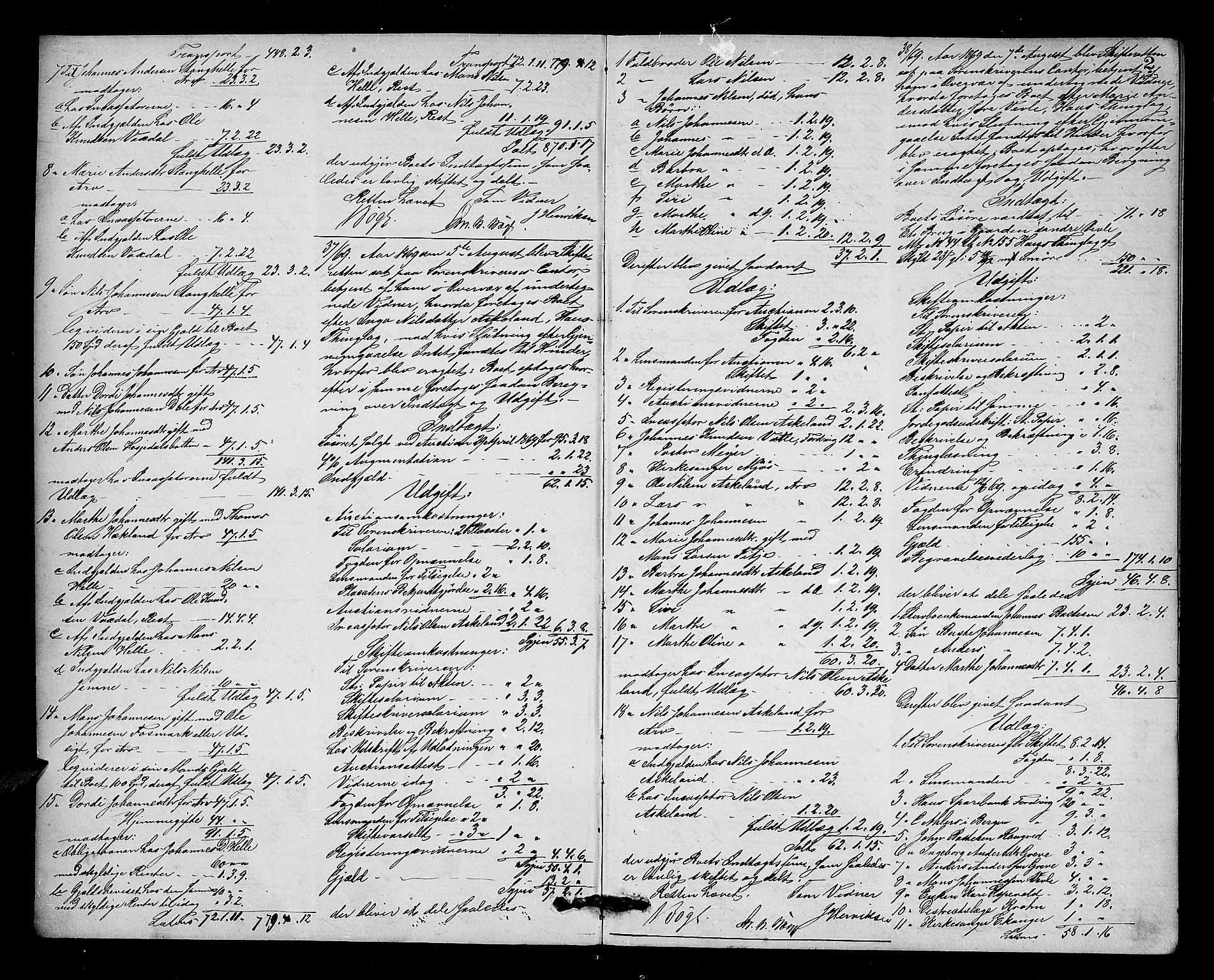 Nordhordland sorenskrivar, AV/SAB-A-2901/1/H/Hd/Hda/L0007: Skifteutlodningsprotokollar, 1869-1874, s. 1b-2a