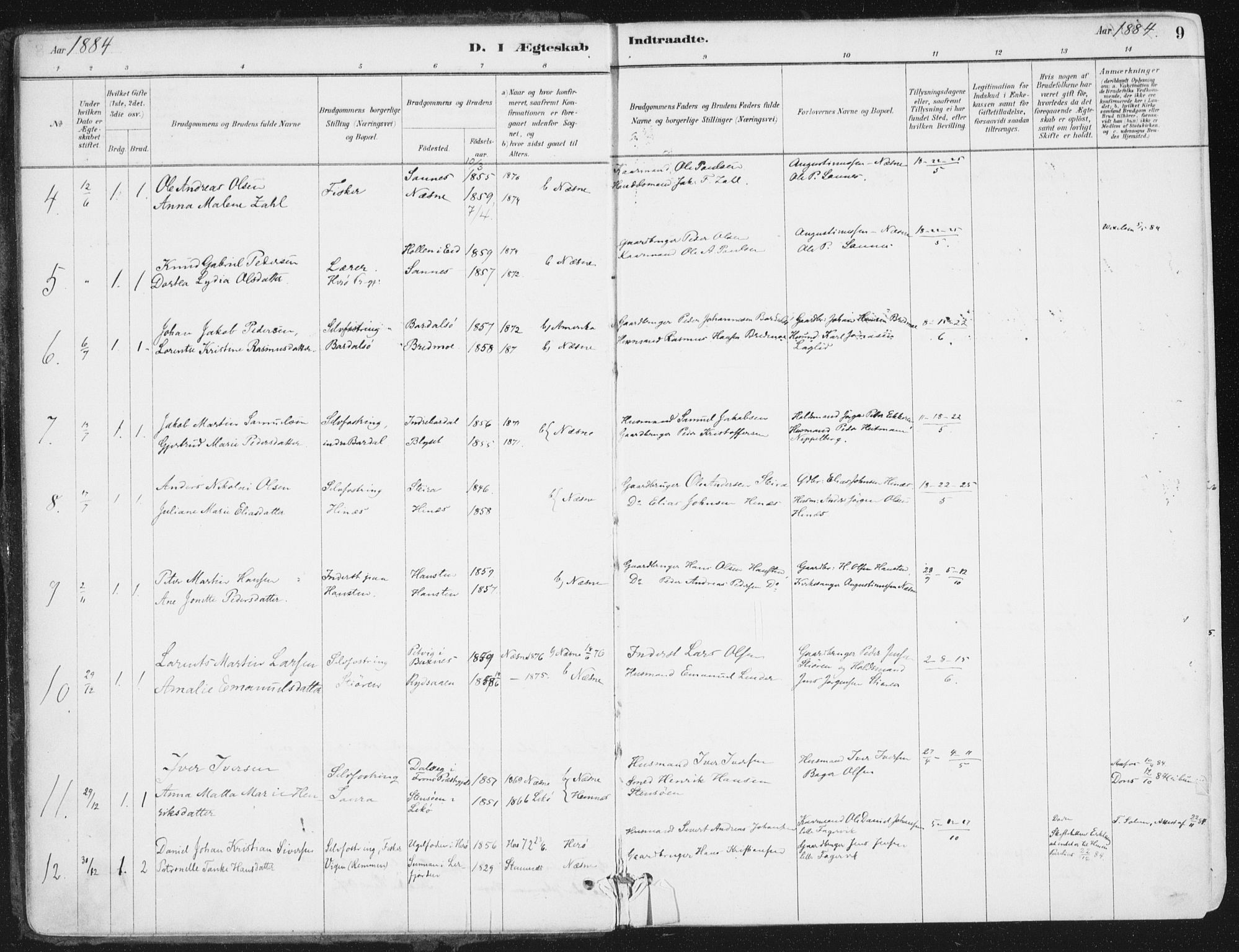 Ministerialprotokoller, klokkerbøker og fødselsregistre - Nordland, AV/SAT-A-1459/838/L0553: Ministerialbok nr. 838A11, 1880-1910, s. 9