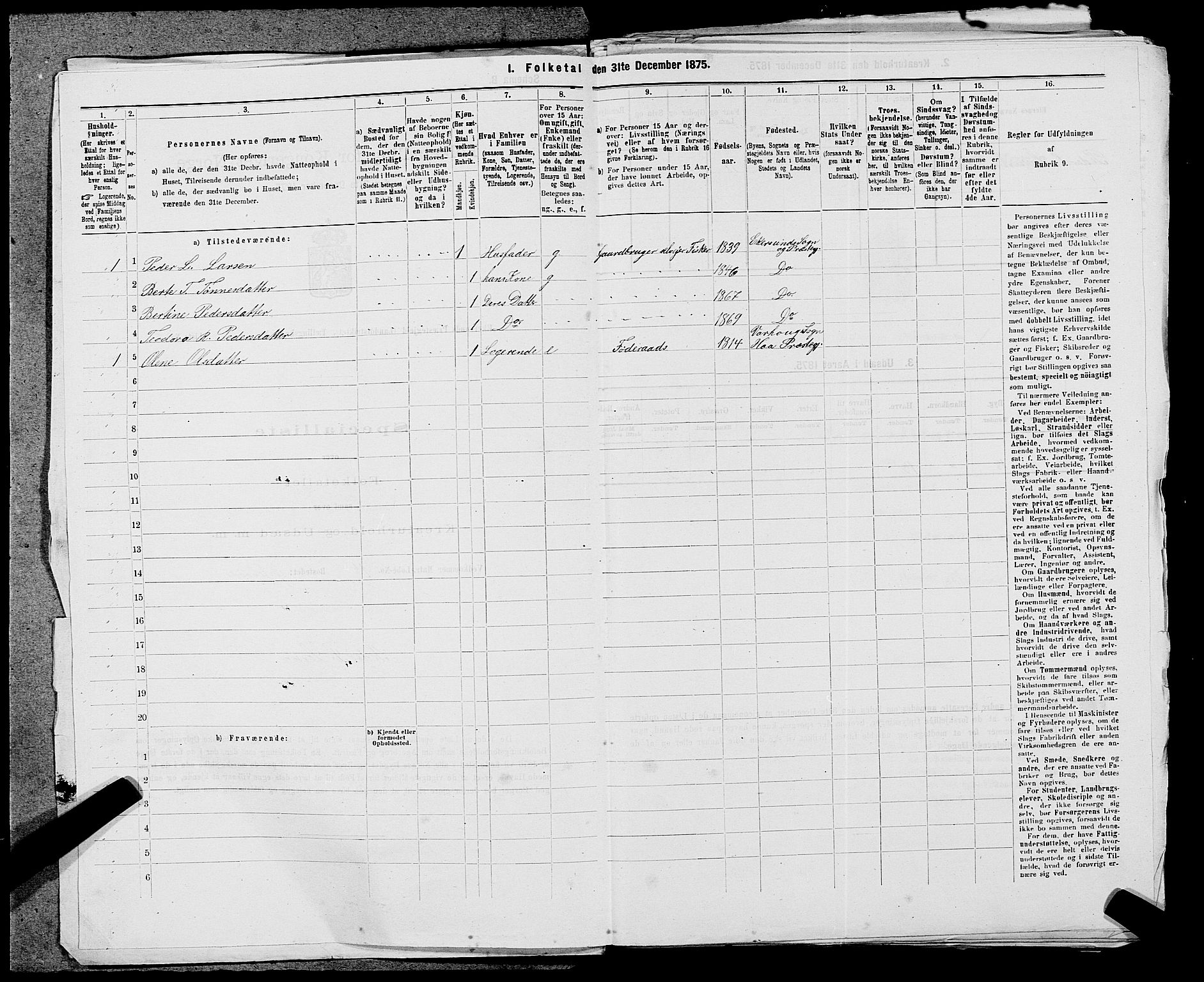 SAST, Folketelling 1875 for 1116L Eigersund prestegjeld, Eigersund landsokn og Ogna sokn, 1875, s. 73