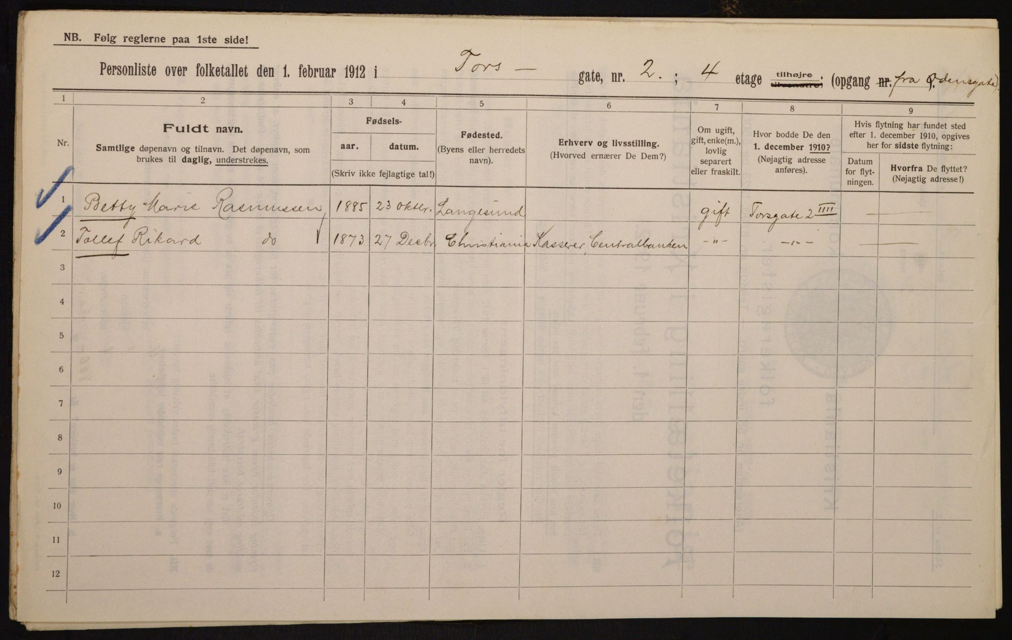 OBA, Kommunal folketelling 1.2.1912 for Kristiania, 1912, s. 114318