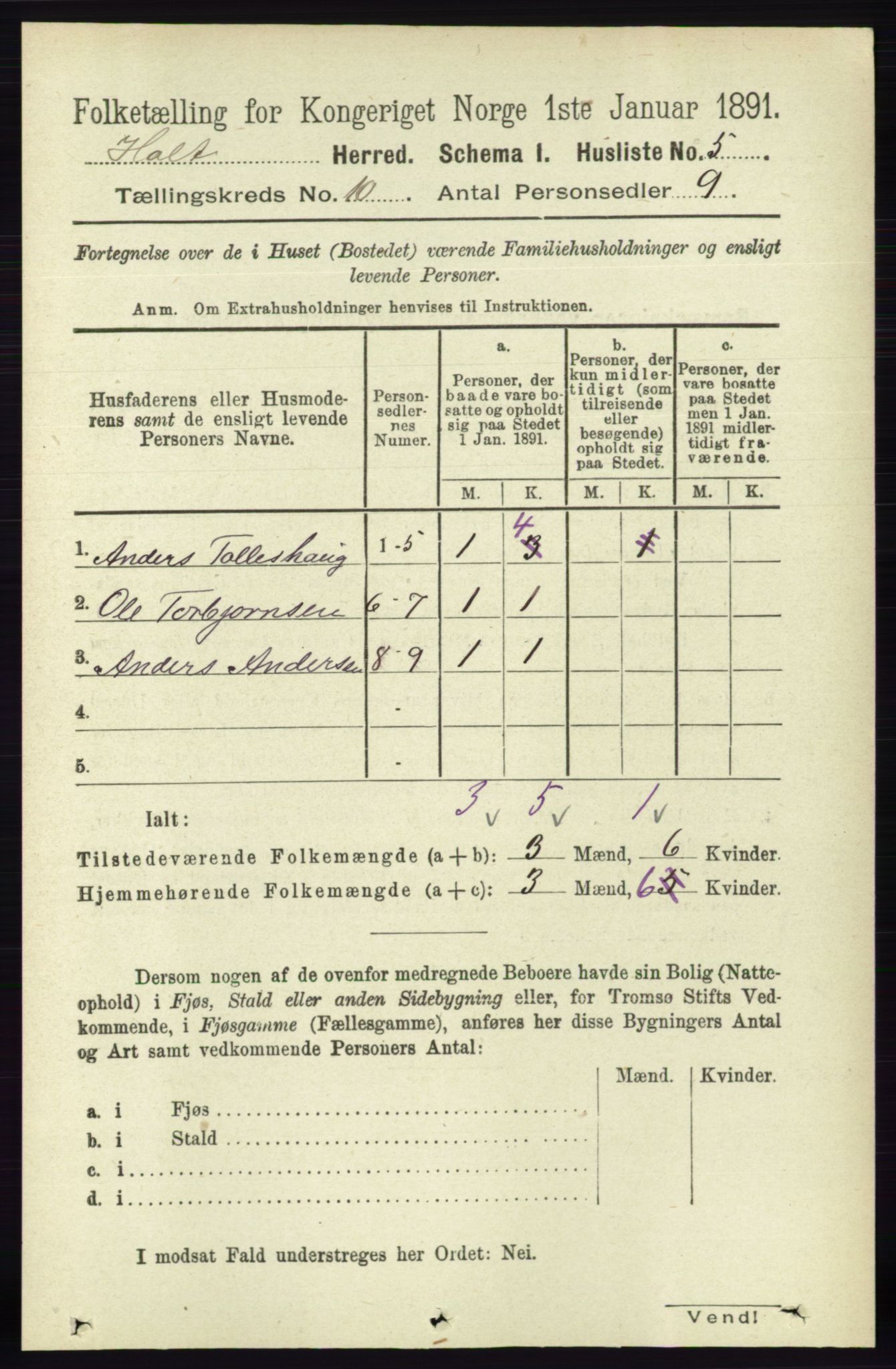 RA, Folketelling 1891 for 0914 Holt herred, 1891, s. 4371