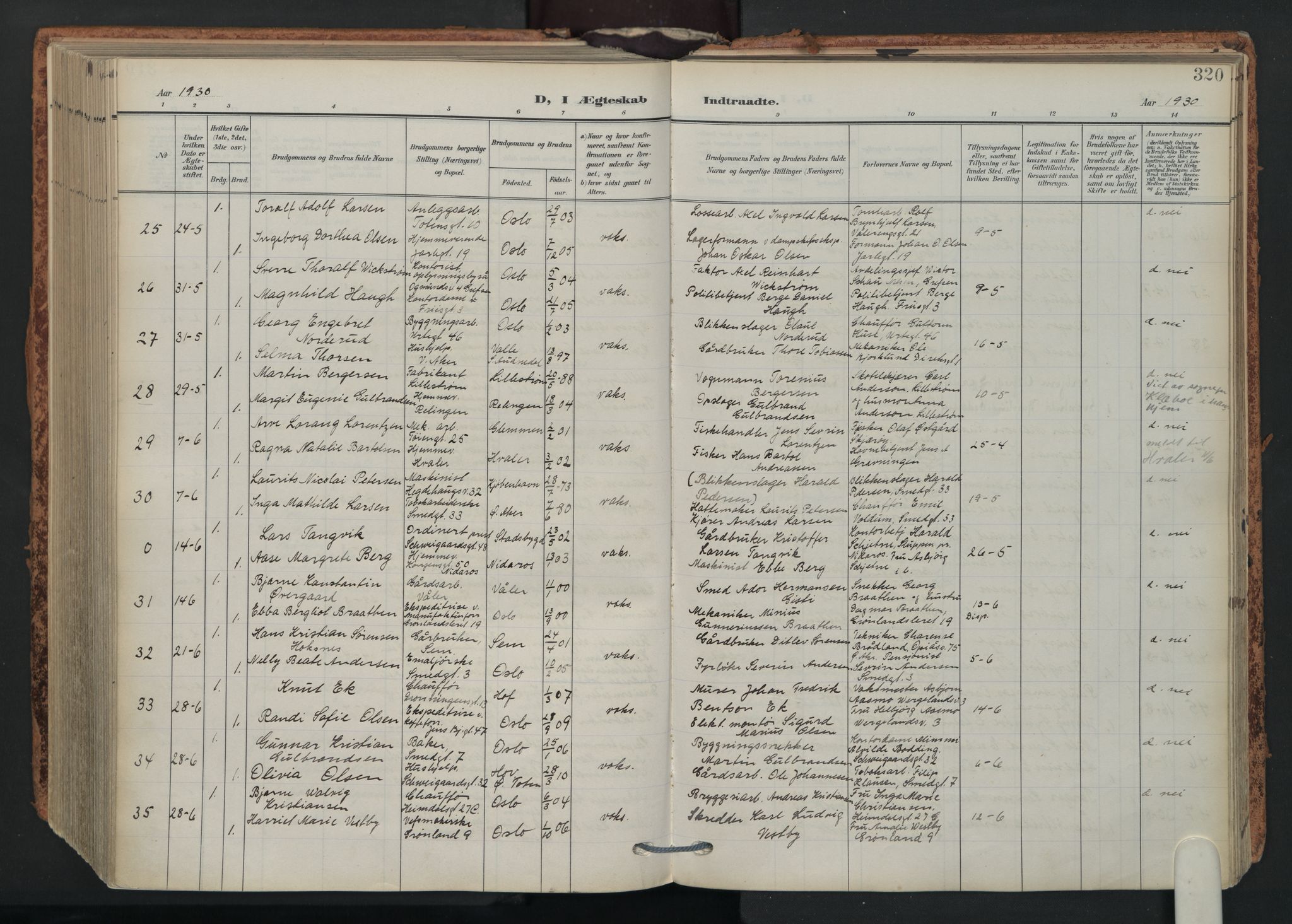 Grønland prestekontor Kirkebøker, AV/SAO-A-10848/F/Fa/L0017: Ministerialbok nr. 17, 1906-1934, s. 320