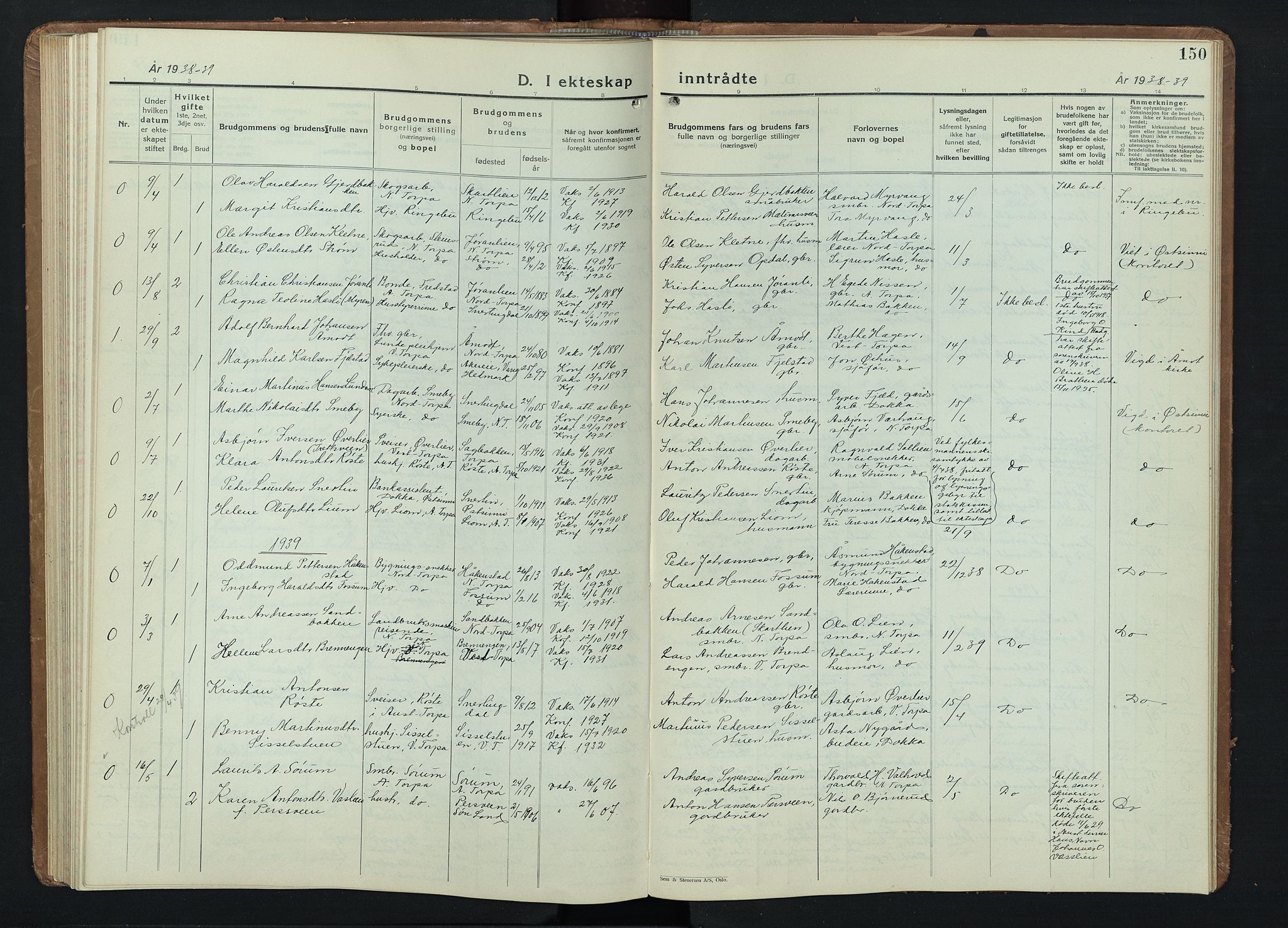 Nordre Land prestekontor, AV/SAH-PREST-124/H/Ha/Hab/L0004: Klokkerbok nr. 4, 1935-1954, s. 150