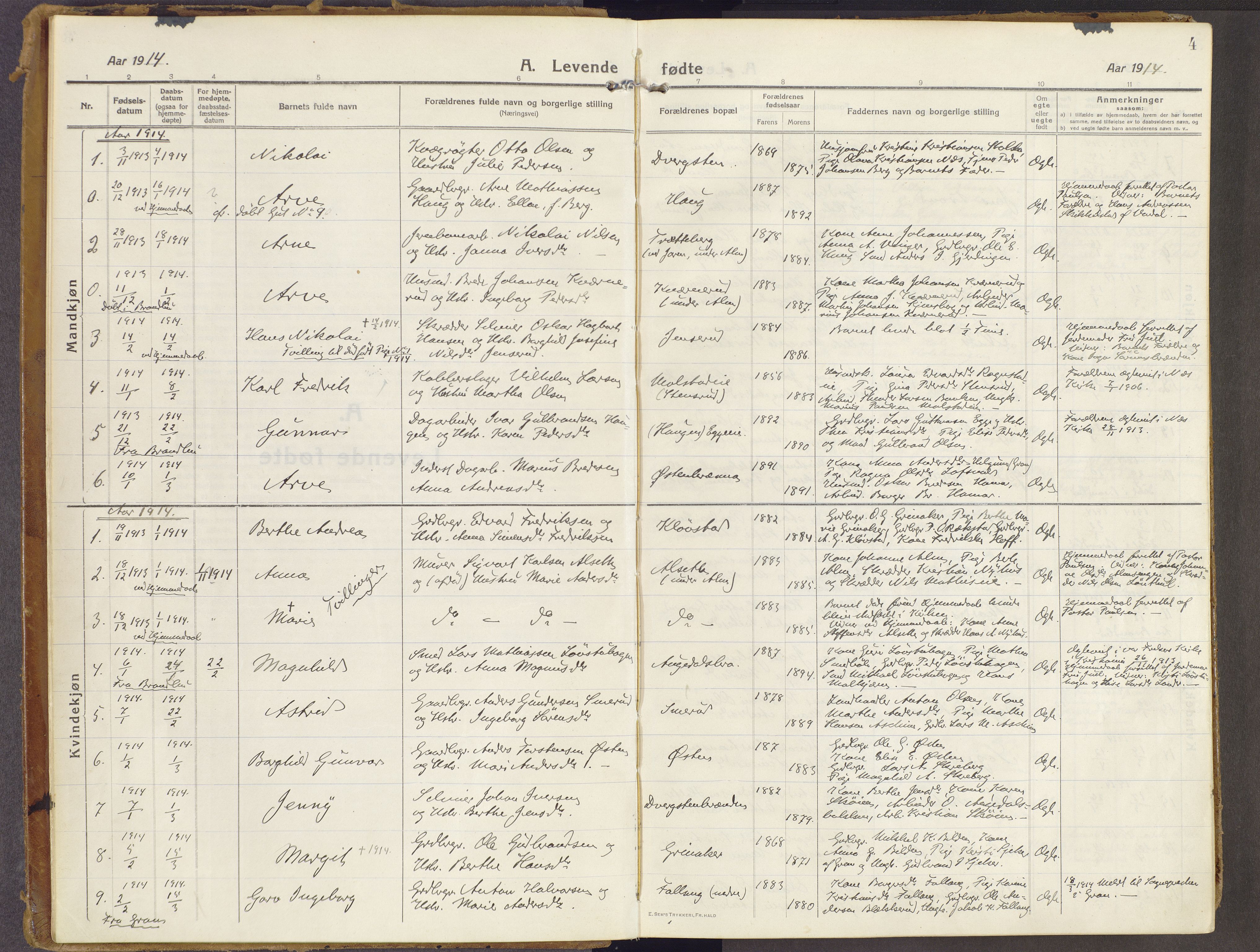 Brandbu prestekontor, AV/SAH-PREST-114/H/Ha/Haa/L0003: Ministerialbok nr. 3, 1914-1928, s. 4