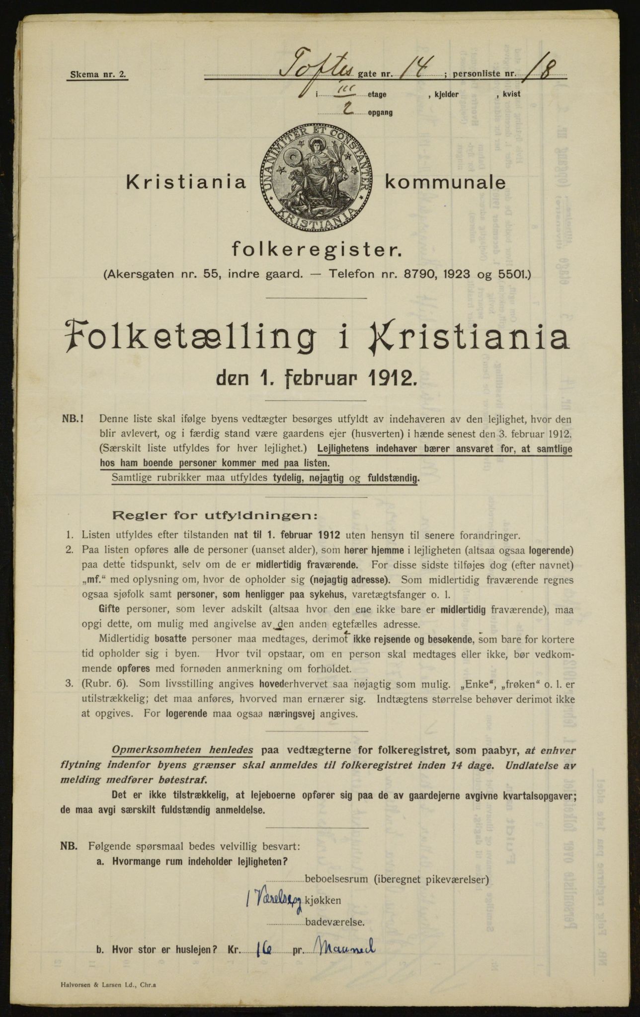 OBA, Kommunal folketelling 1.2.1912 for Kristiania, 1912, s. 111527