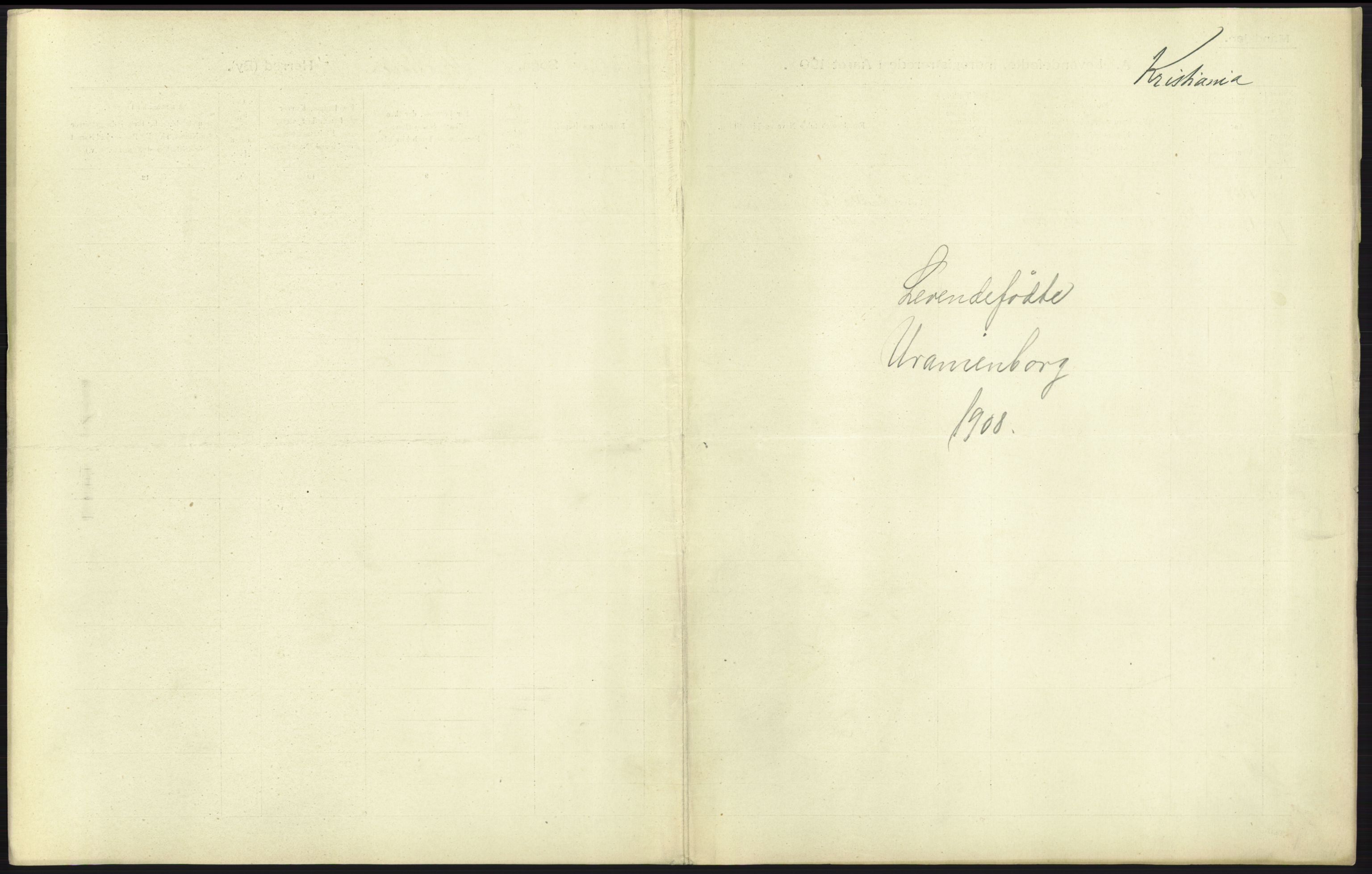 Statistisk sentralbyrå, Sosiodemografiske emner, Befolkning, AV/RA-S-2228/D/Df/Dfa/Dfaf/L0005: Kristiania: Levendefødte menn og kvinner., 1908, s. 343