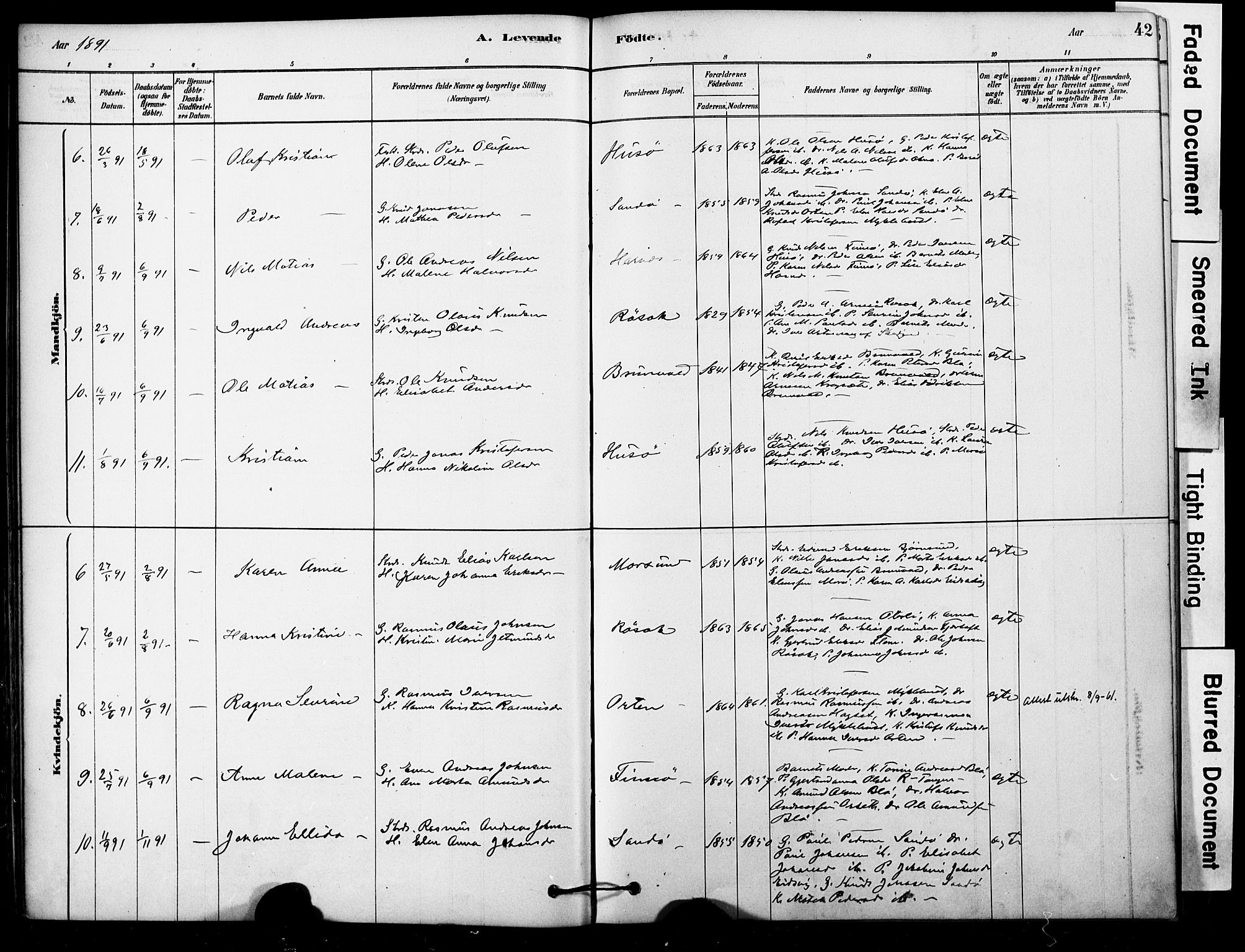 Ministerialprotokoller, klokkerbøker og fødselsregistre - Møre og Romsdal, SAT/A-1454/561/L0729: Ministerialbok nr. 561A03, 1878-1900, s. 42