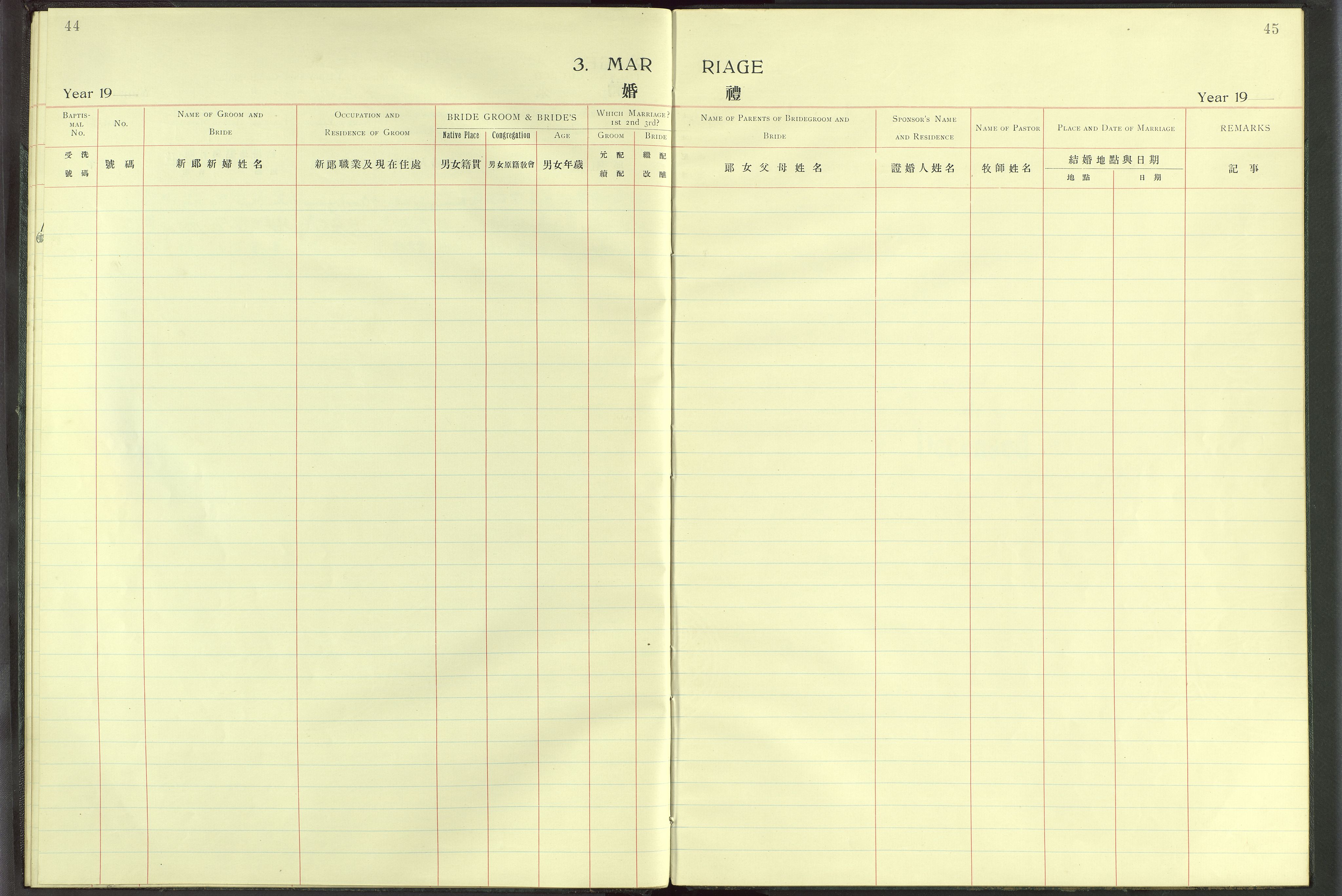 Det Norske Misjonsselskap - utland - Kina (Hunan), VID/MA-A-1065/Dm/L0008: Ministerialbok nr. 53, 1906-1948, s. 44-45