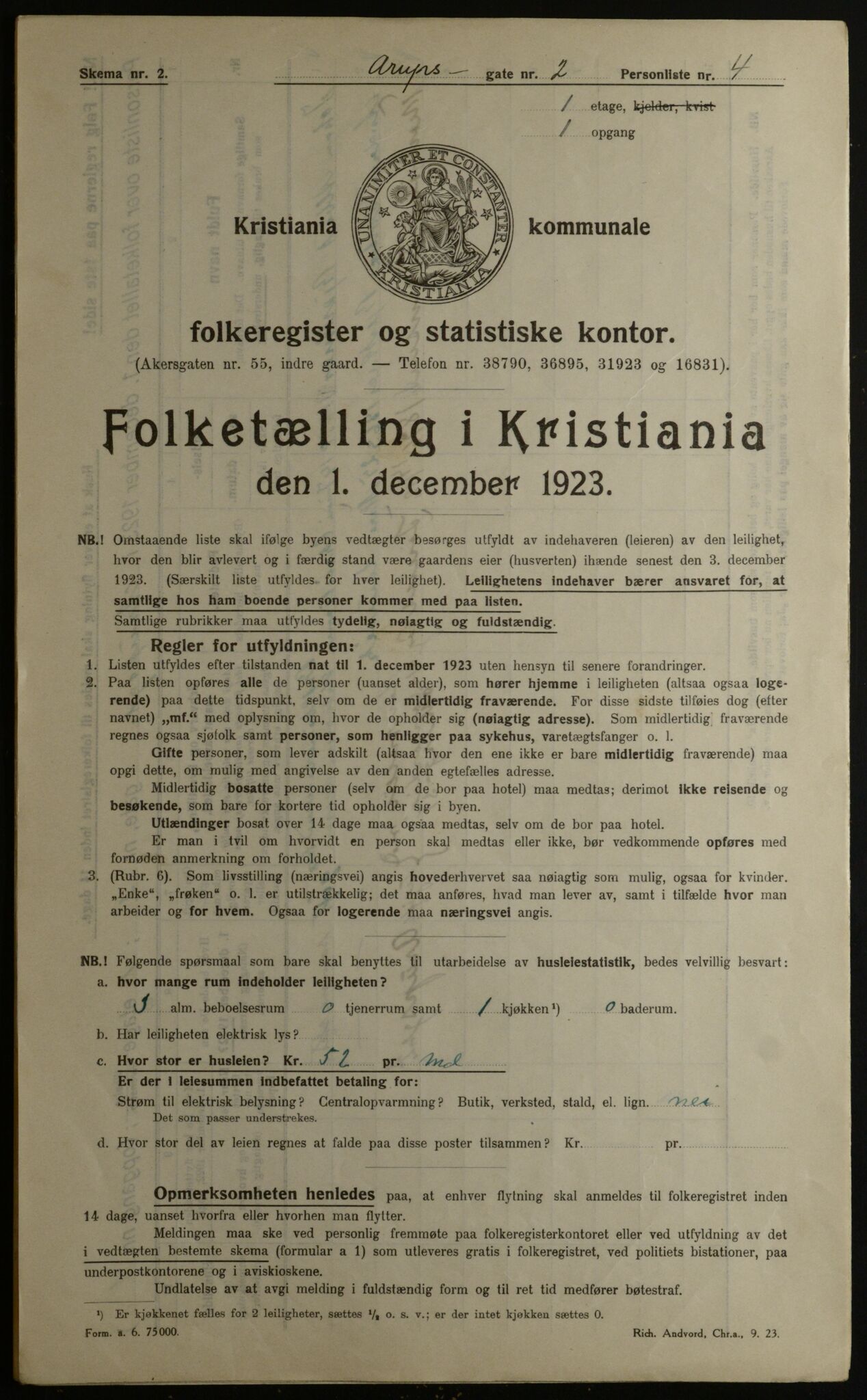 OBA, Kommunal folketelling 1.12.1923 for Kristiania, 1923, s. 2792