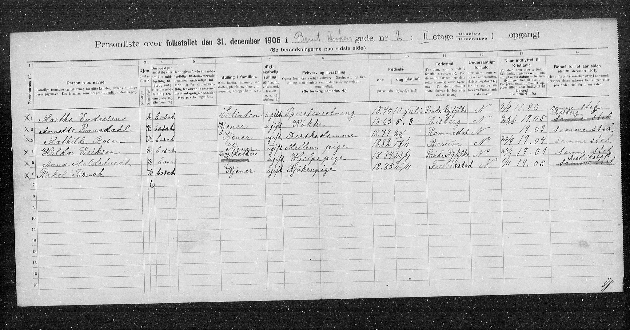 OBA, Kommunal folketelling 31.12.1905 for Kristiania kjøpstad, 1905, s. 2213