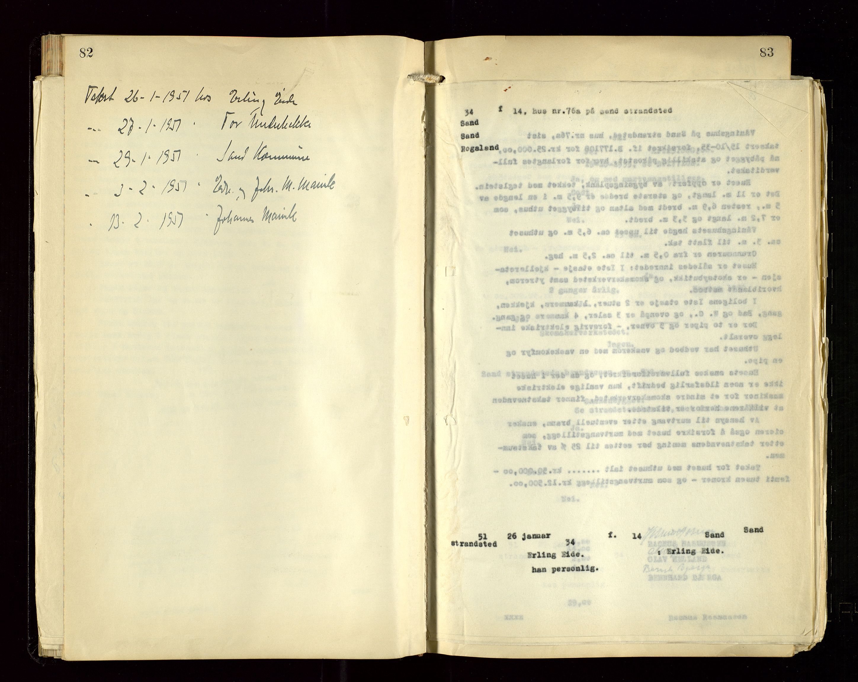 Sand lensmannskontor, AV/SAST-A-100415/Gob/L0004: Branntakstprotokoll, 1937-1955, s. 82-83