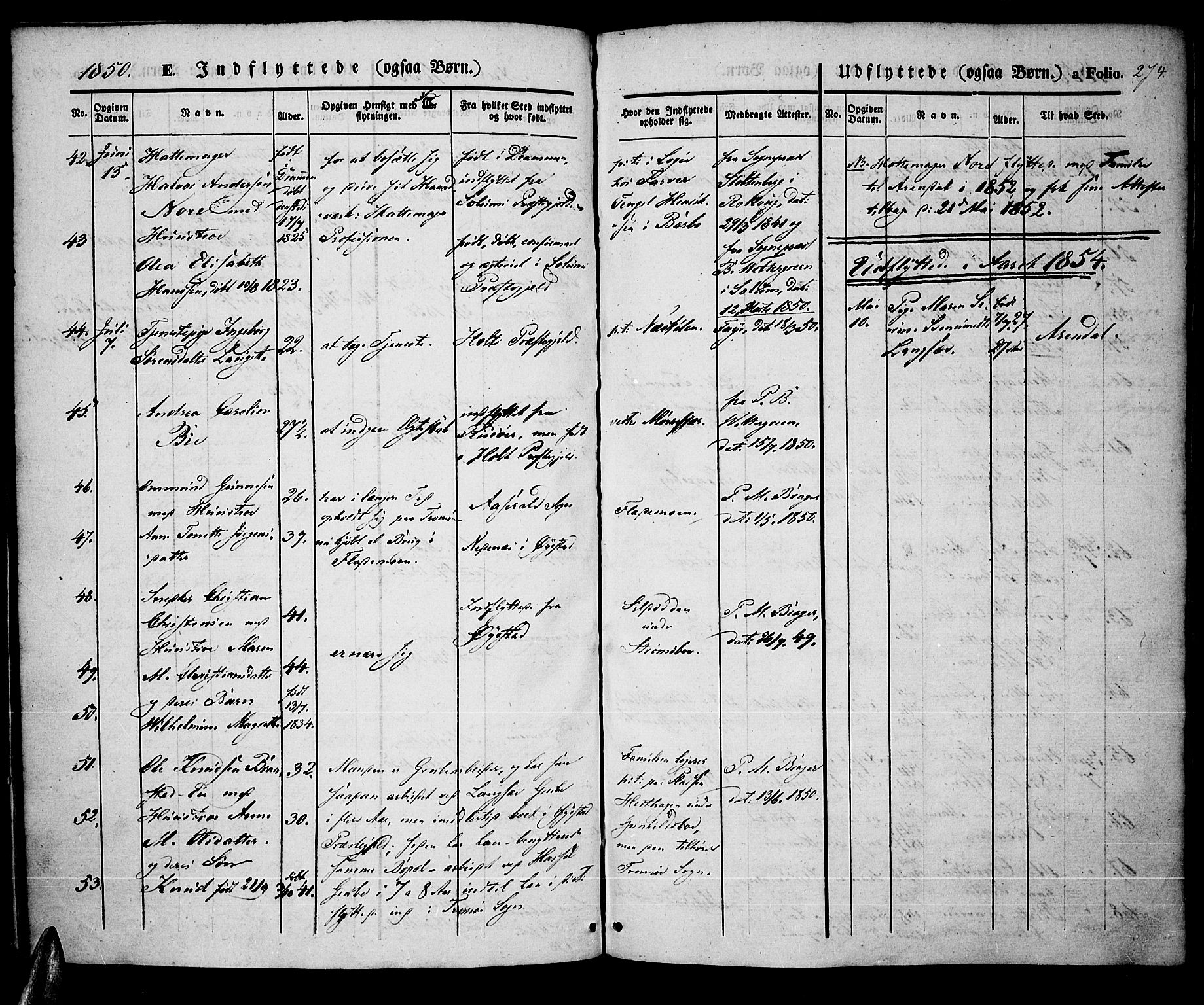 Tromøy sokneprestkontor, AV/SAK-1111-0041/F/Fa/L0005: Ministerialbok nr. A 5, 1847-1856, s. 274