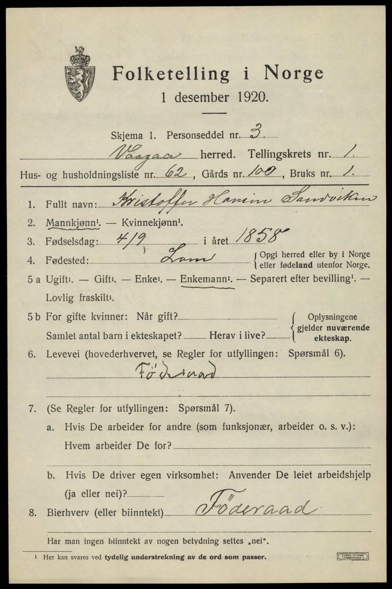 SAH, Folketelling 1920 for 0515 Vågå herred, 1920, s. 2004