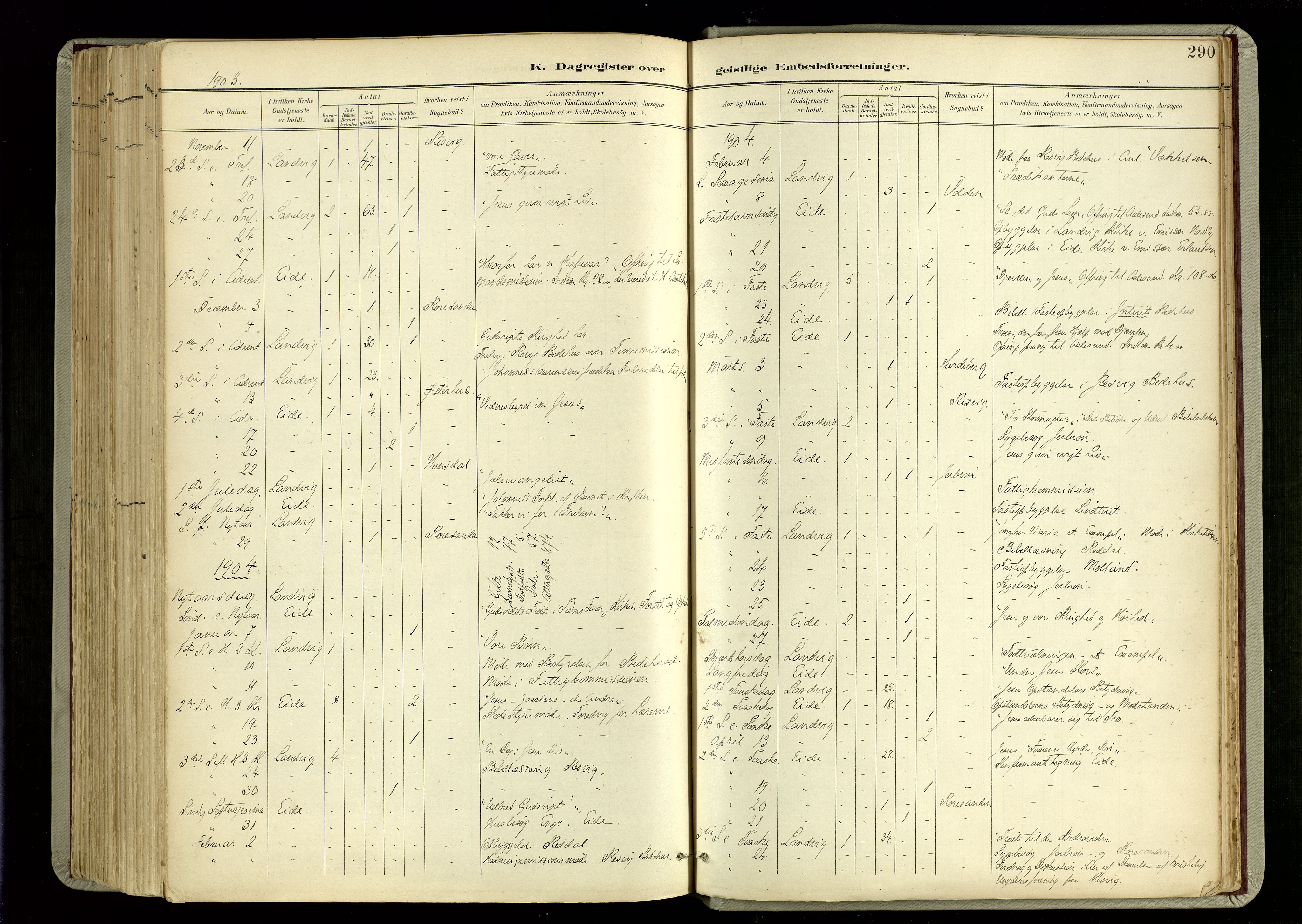 Hommedal sokneprestkontor, SAK/1111-0023/F/Fa/Fab/L0007: Ministerialbok nr. A 7, 1898-1924, s. 290