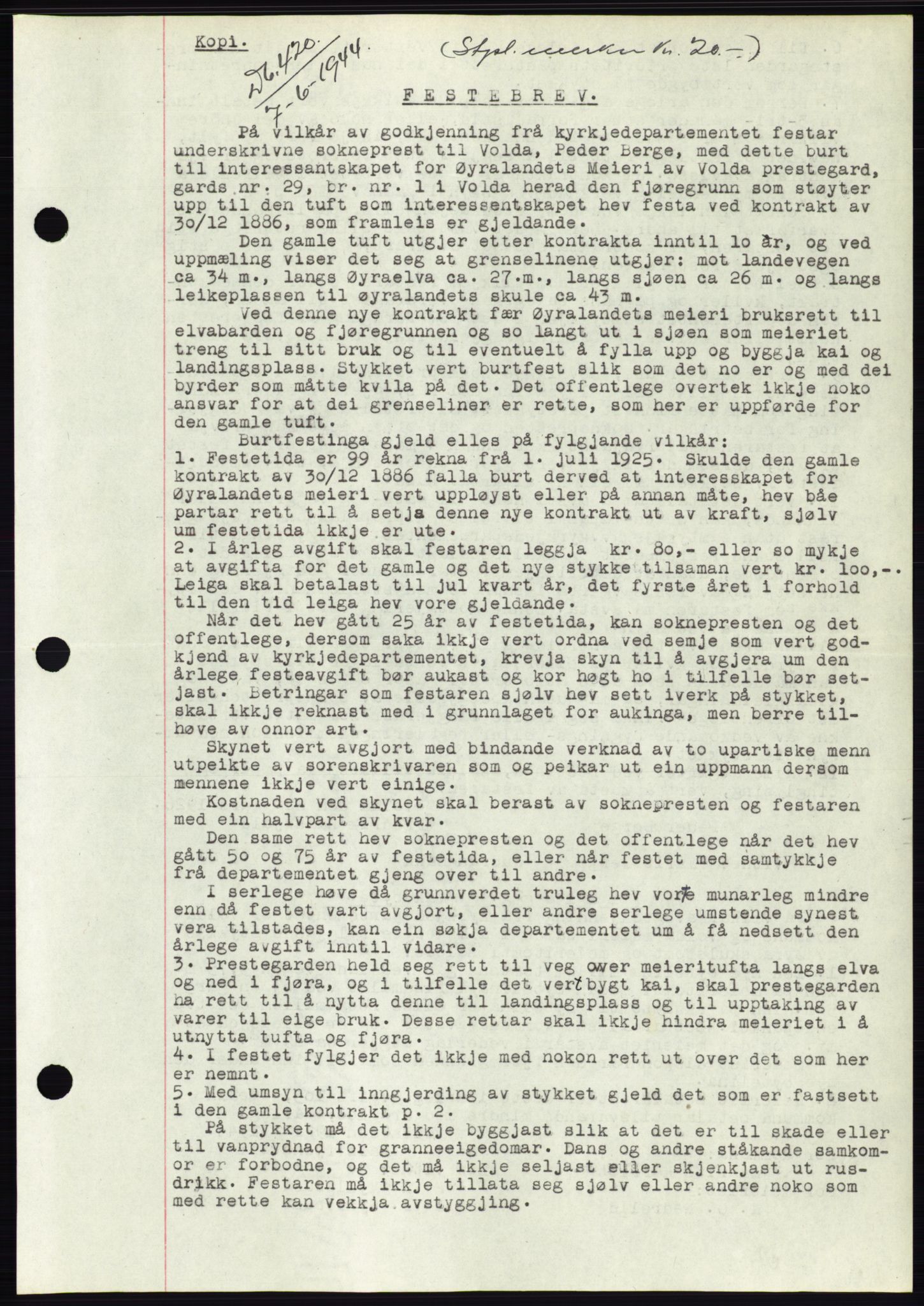Søre Sunnmøre sorenskriveri, SAT/A-4122/1/2/2C/L0076: Pantebok nr. 2A, 1943-1944, Dagboknr: 420/1944