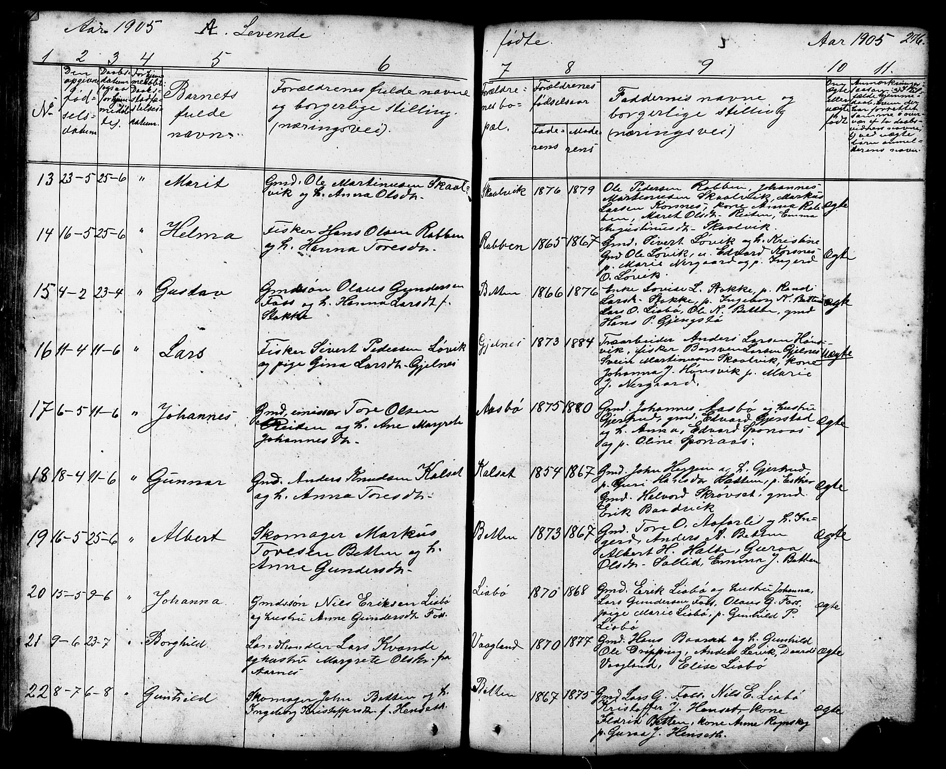 Ministerialprotokoller, klokkerbøker og fødselsregistre - Møre og Romsdal, AV/SAT-A-1454/576/L0890: Klokkerbok nr. 576C01, 1837-1908, s. 276