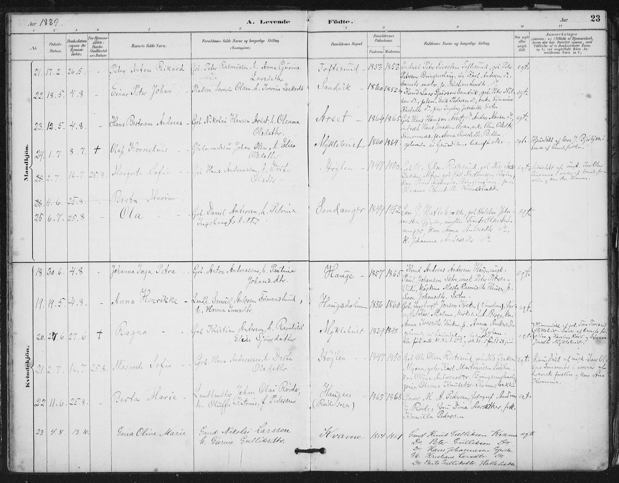 Ministerialprotokoller, klokkerbøker og fødselsregistre - Møre og Romsdal, AV/SAT-A-1454/503/L0037: Ministerialbok nr. 503A05, 1884-1900, s. 23