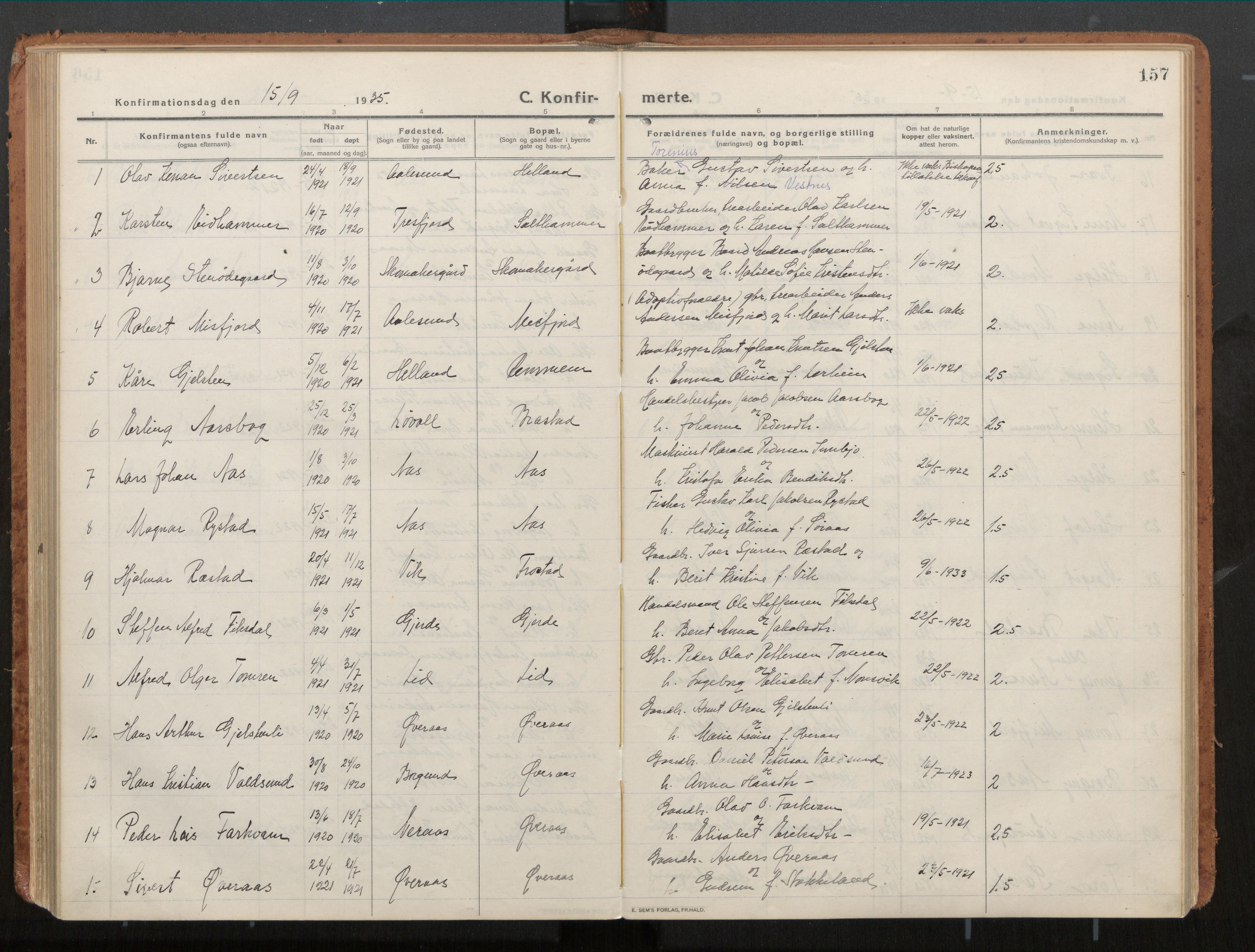 Ministerialprotokoller, klokkerbøker og fødselsregistre - Møre og Romsdal, AV/SAT-A-1454/539/L0534a: Ministerialbok nr. 539A08, 1912-1935, s. 157