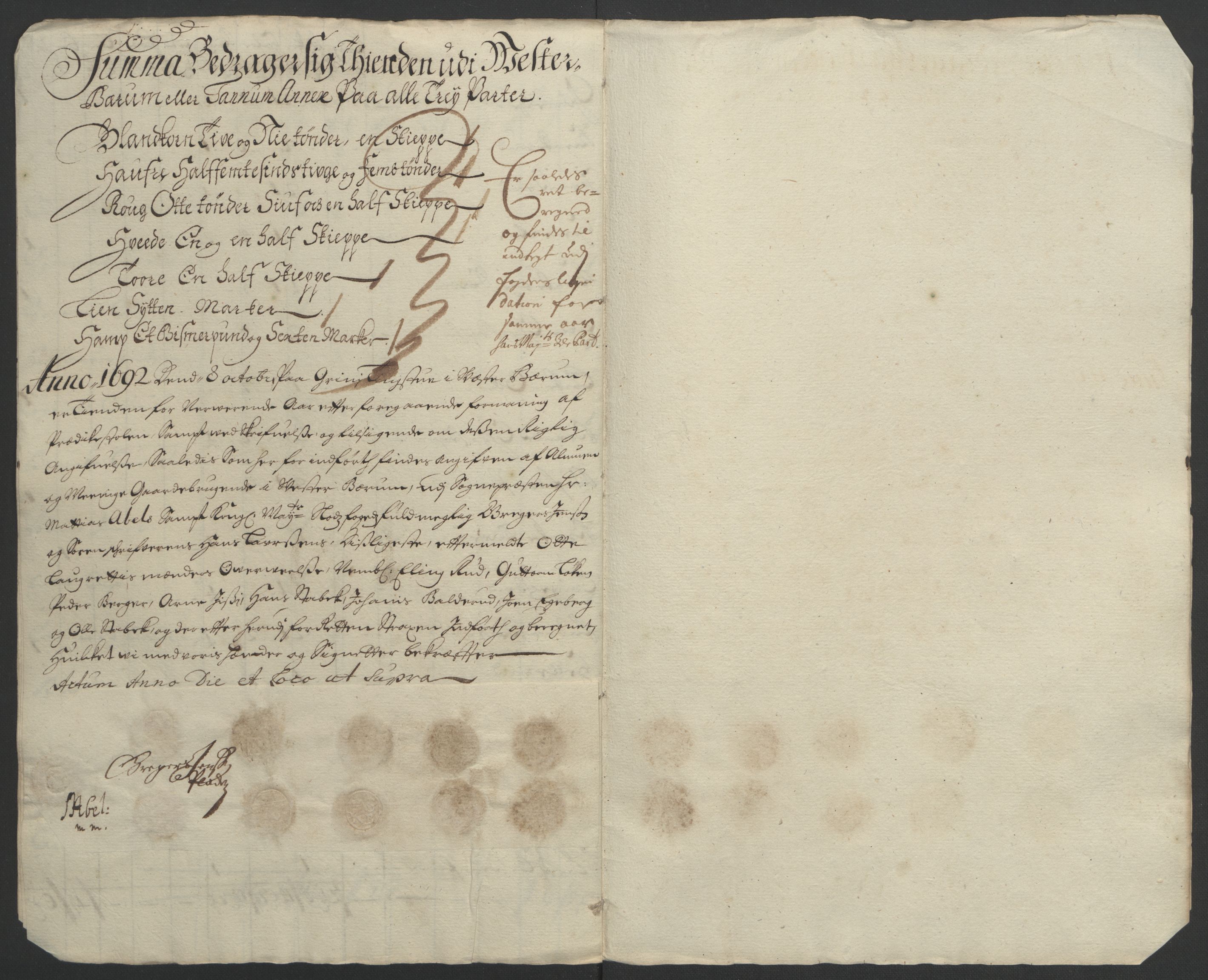 Rentekammeret inntil 1814, Reviderte regnskaper, Fogderegnskap, RA/EA-4092/R08/L0426: Fogderegnskap Aker, 1692-1693, s. 74