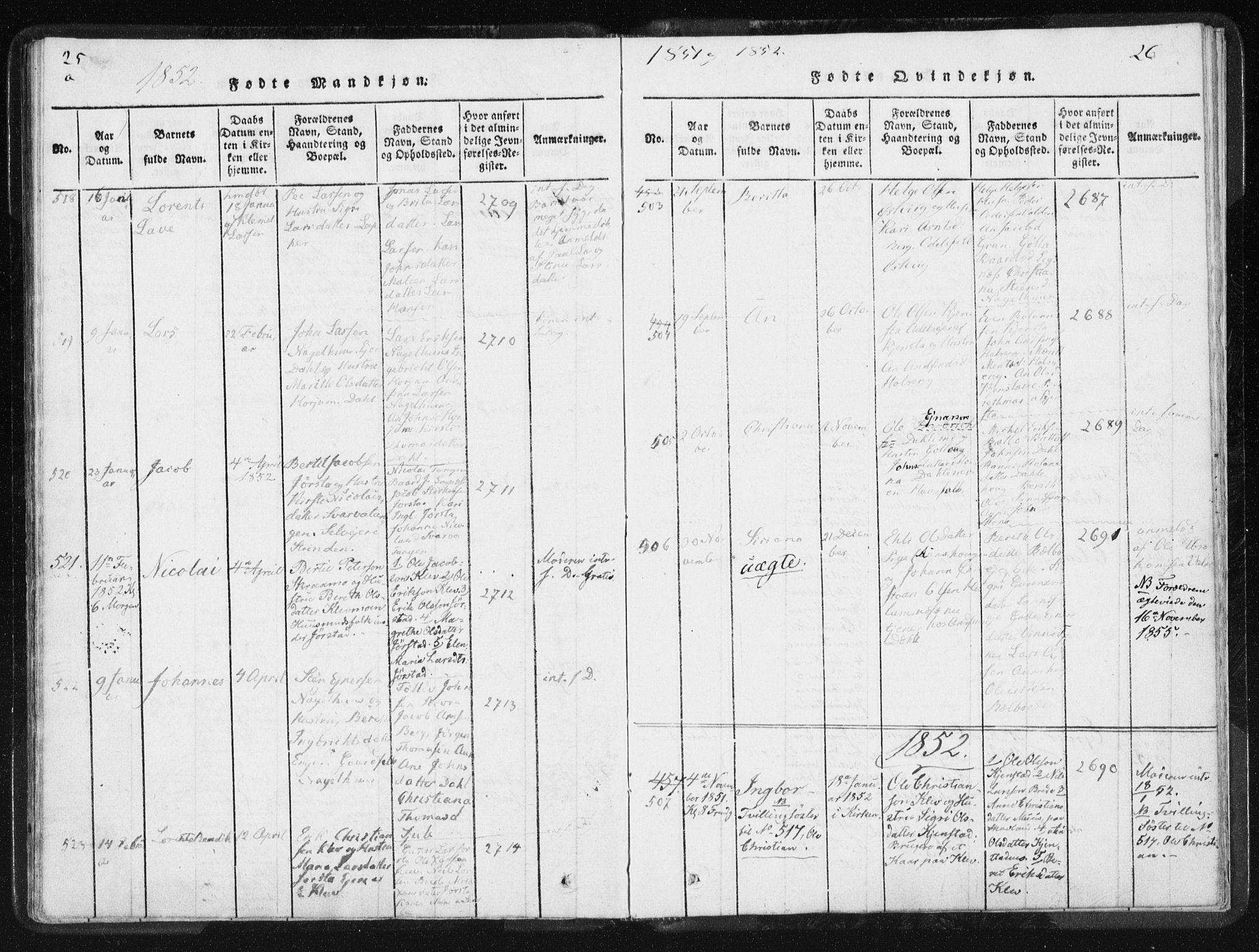 Ministerialprotokoller, klokkerbøker og fødselsregistre - Nord-Trøndelag, SAT/A-1458/749/L0471: Ministerialbok nr. 749A05, 1847-1856, s. 25-26