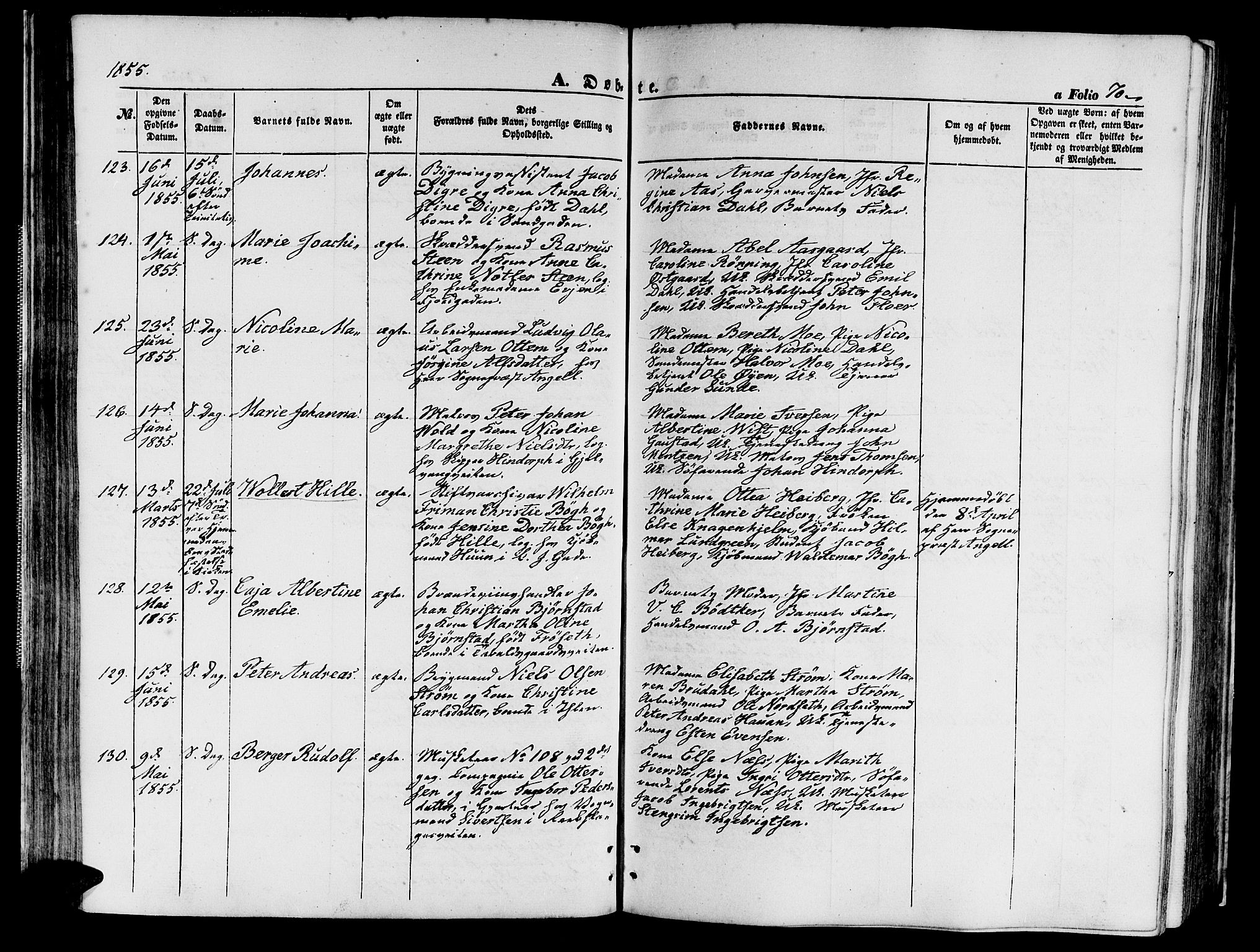 Ministerialprotokoller, klokkerbøker og fødselsregistre - Sør-Trøndelag, SAT/A-1456/602/L0138: Klokkerbok nr. 602C06, 1853-1858, s. 70