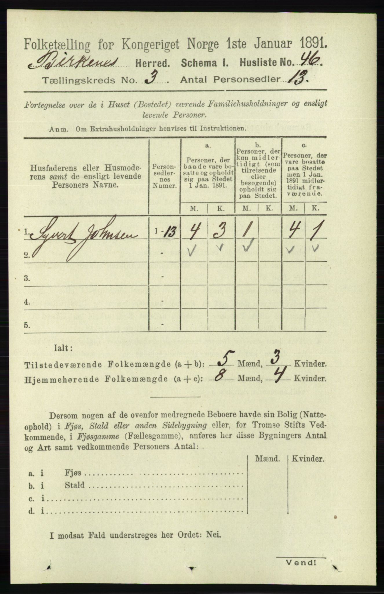 RA, Folketelling 1891 for 0928 Birkenes herred, 1891, s. 826