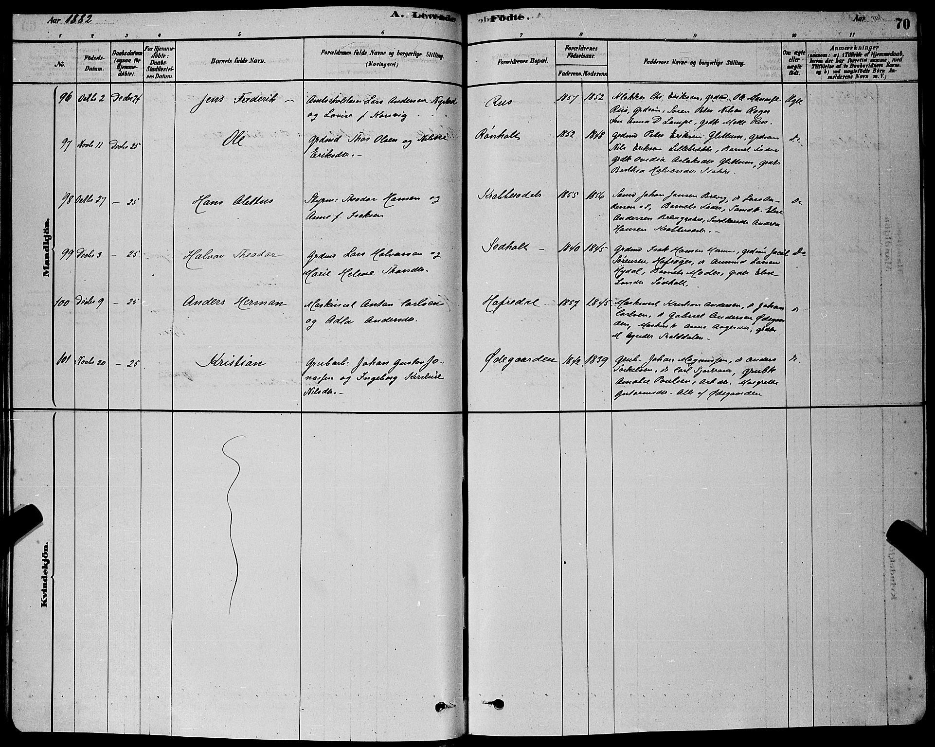 Bamble kirkebøker, AV/SAKO-A-253/G/Ga/L0008: Klokkerbok nr. I 8, 1878-1888, s. 70