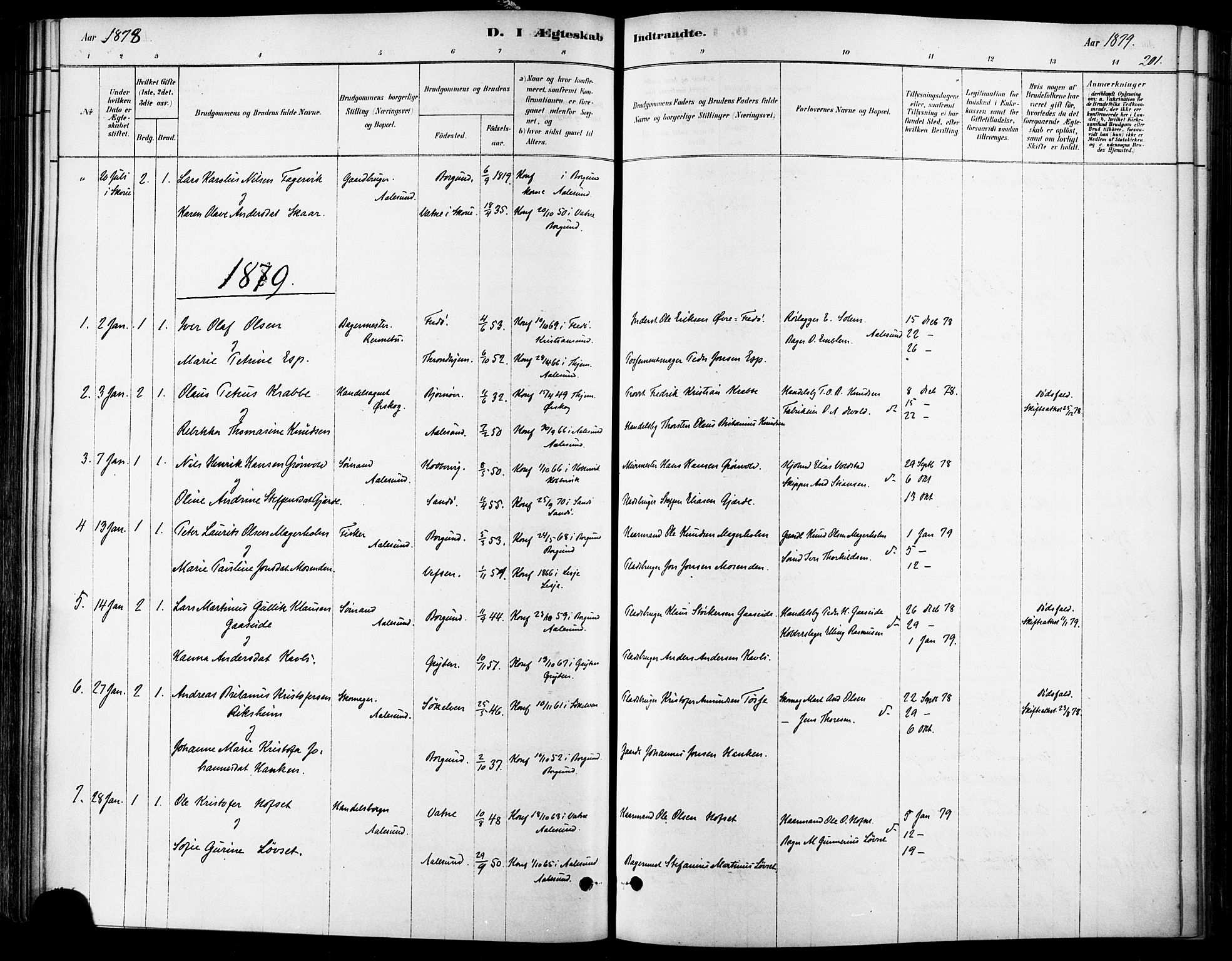 Ministerialprotokoller, klokkerbøker og fødselsregistre - Møre og Romsdal, SAT/A-1454/529/L0454: Ministerialbok nr. 529A04, 1878-1885, s. 201