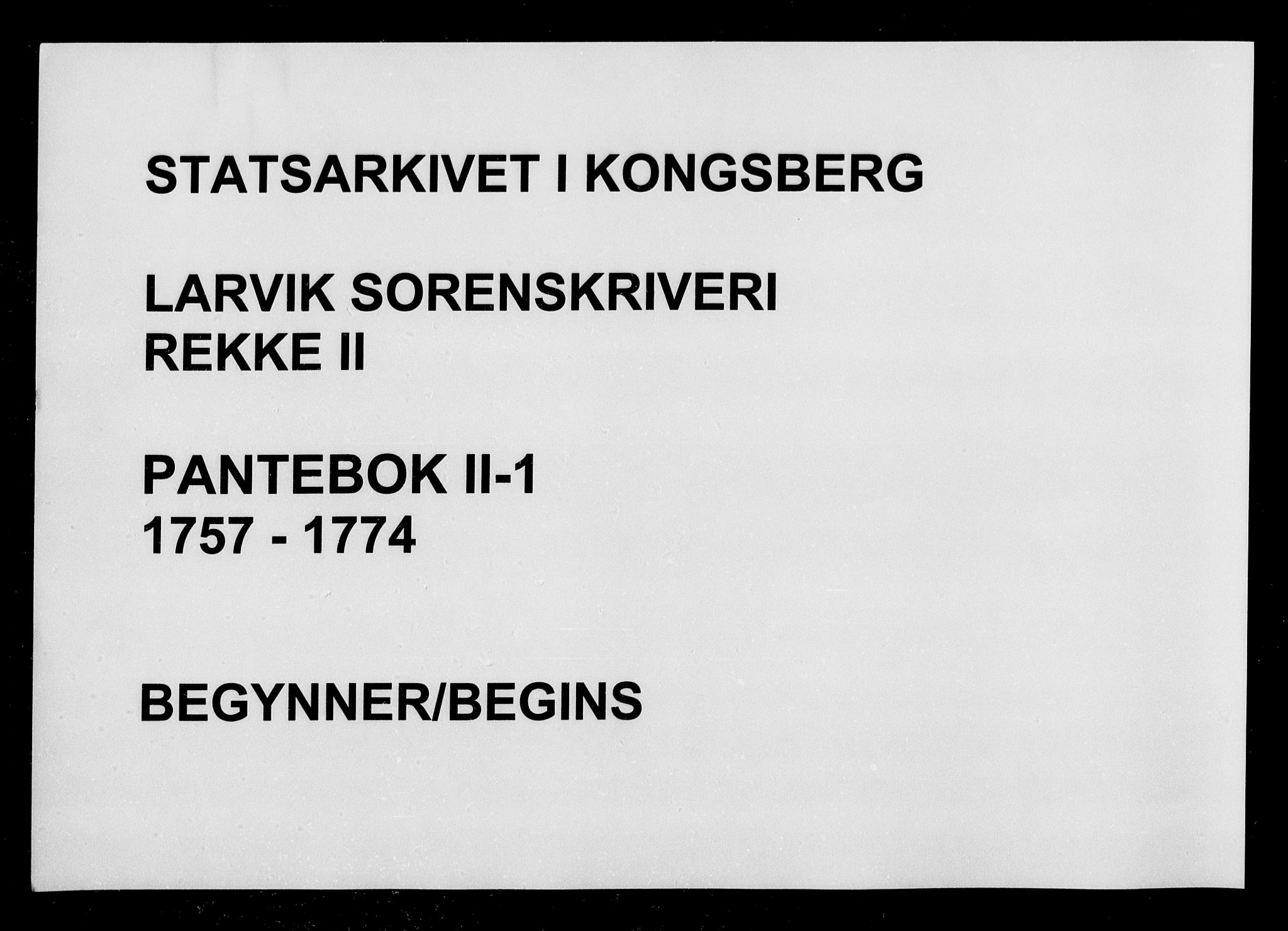 Larvik sorenskriveri, SAKO/A-83/G/Ga/Gab/L0001: Pantebok nr. II 1, 1757-1774