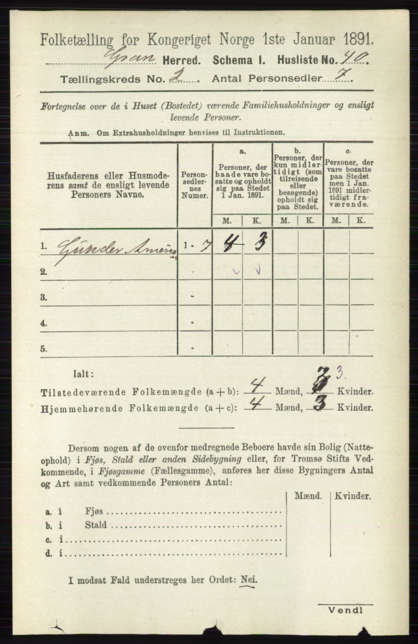 RA, Folketelling 1891 for 0534 Gran herred, 1891, s. 319