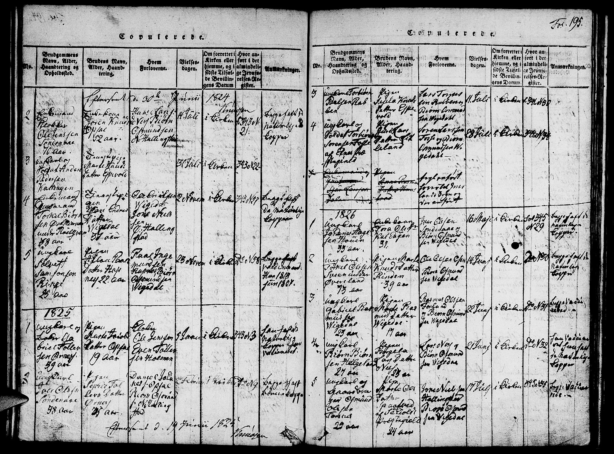 Vikedal sokneprestkontor, AV/SAST-A-101840/01/V: Klokkerbok nr. B 1, 1816-1853, s. 195