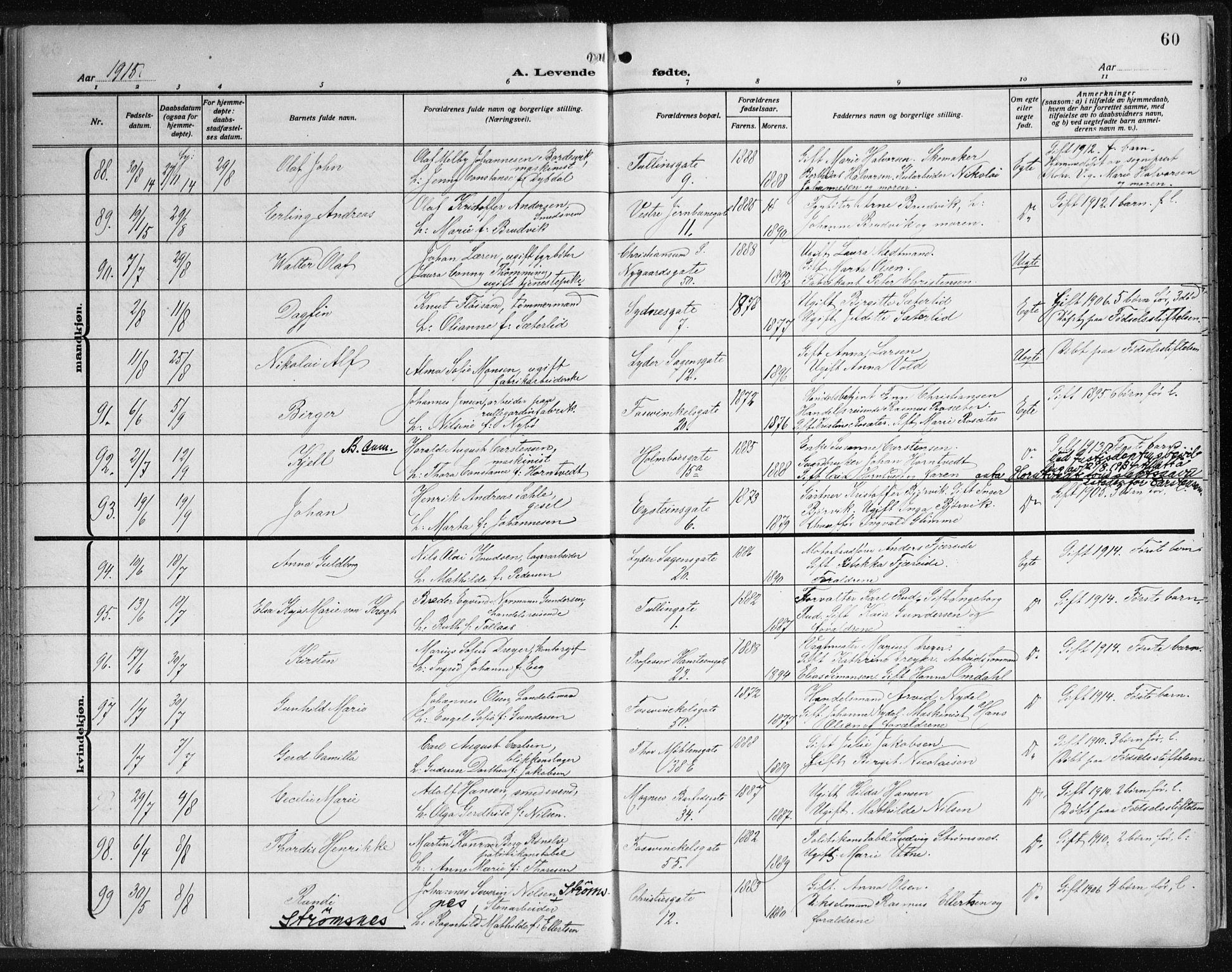 Johanneskirken sokneprestembete, AV/SAB-A-76001/H/Haa: Ministerialbok nr. A 3, 1913-1934, s. 60