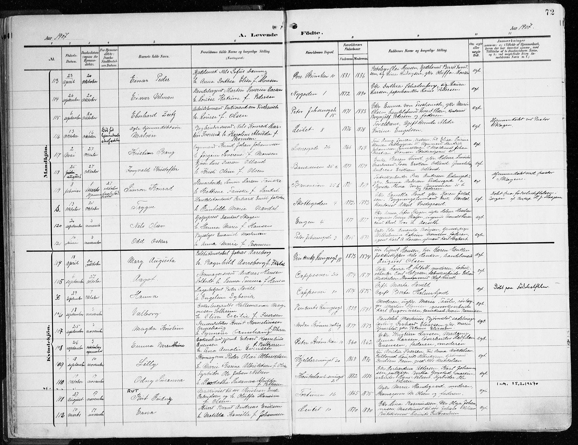 Domkirken sokneprestembete, AV/SAB-A-74801/H/Haa/L0025: Ministerialbok nr. B 8, 1903-1925, s. 72