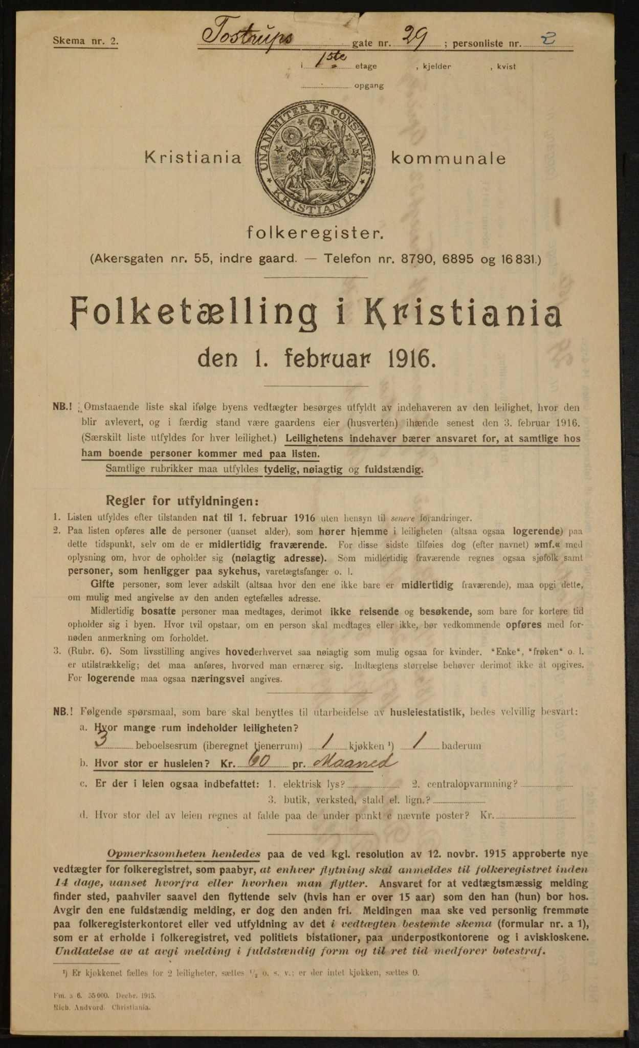 OBA, Kommunal folketelling 1.2.1916 for Kristiania, 1916, s. 118515