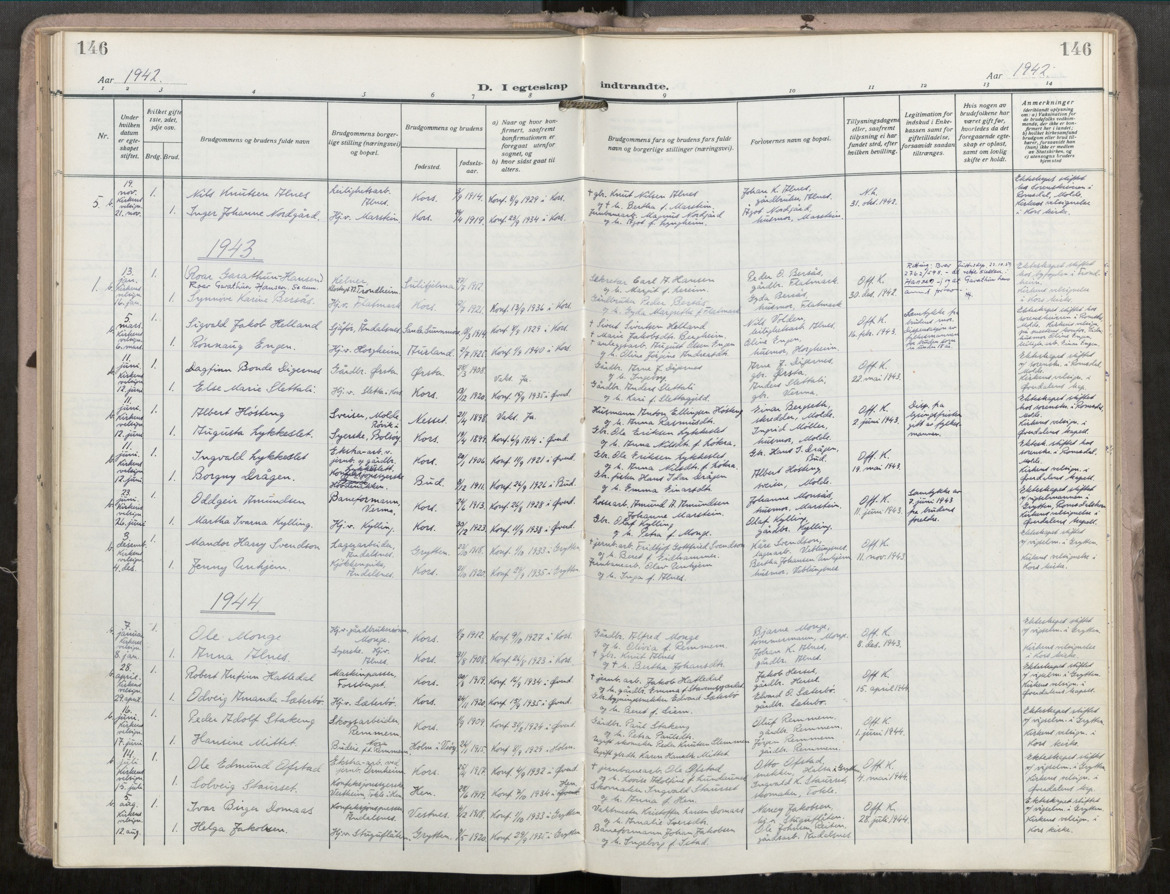 Ministerialprotokoller, klokkerbøker og fødselsregistre - Møre og Romsdal, AV/SAT-A-1454/546/L0601: Ministerialbok nr. 546A04, 1919-1956, s. 146