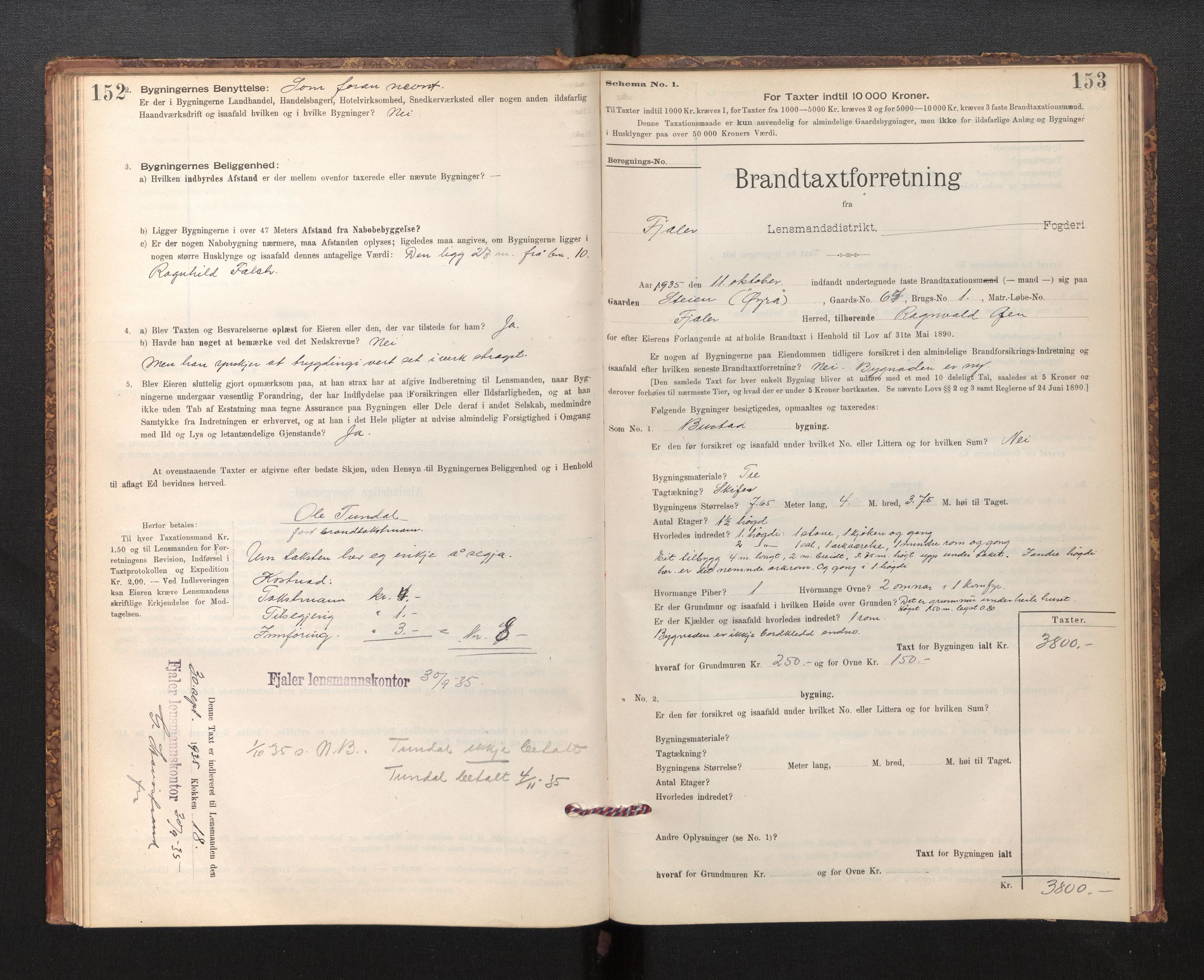 Lensmannen i Fjaler, AV/SAB-A-27201/0012/L0006: Branntakstprotokoll, skjematakst, 1895-1937, s. 152-153