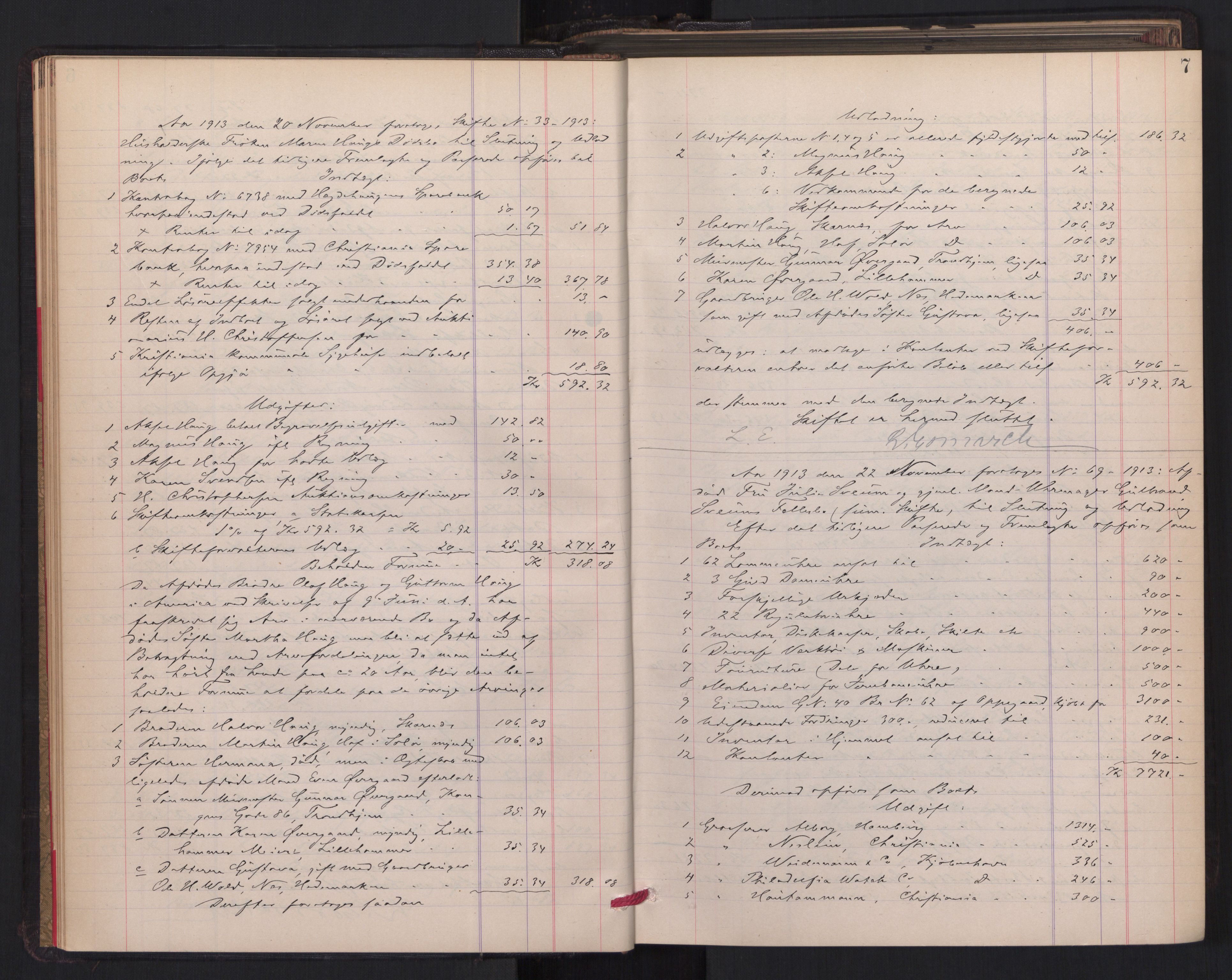 Oslo skifterett, AV/SAO-A-10383/H/Hd/Hdc/L0008: Skifteutlodningsprotokoll, 1913-1916, s. 7