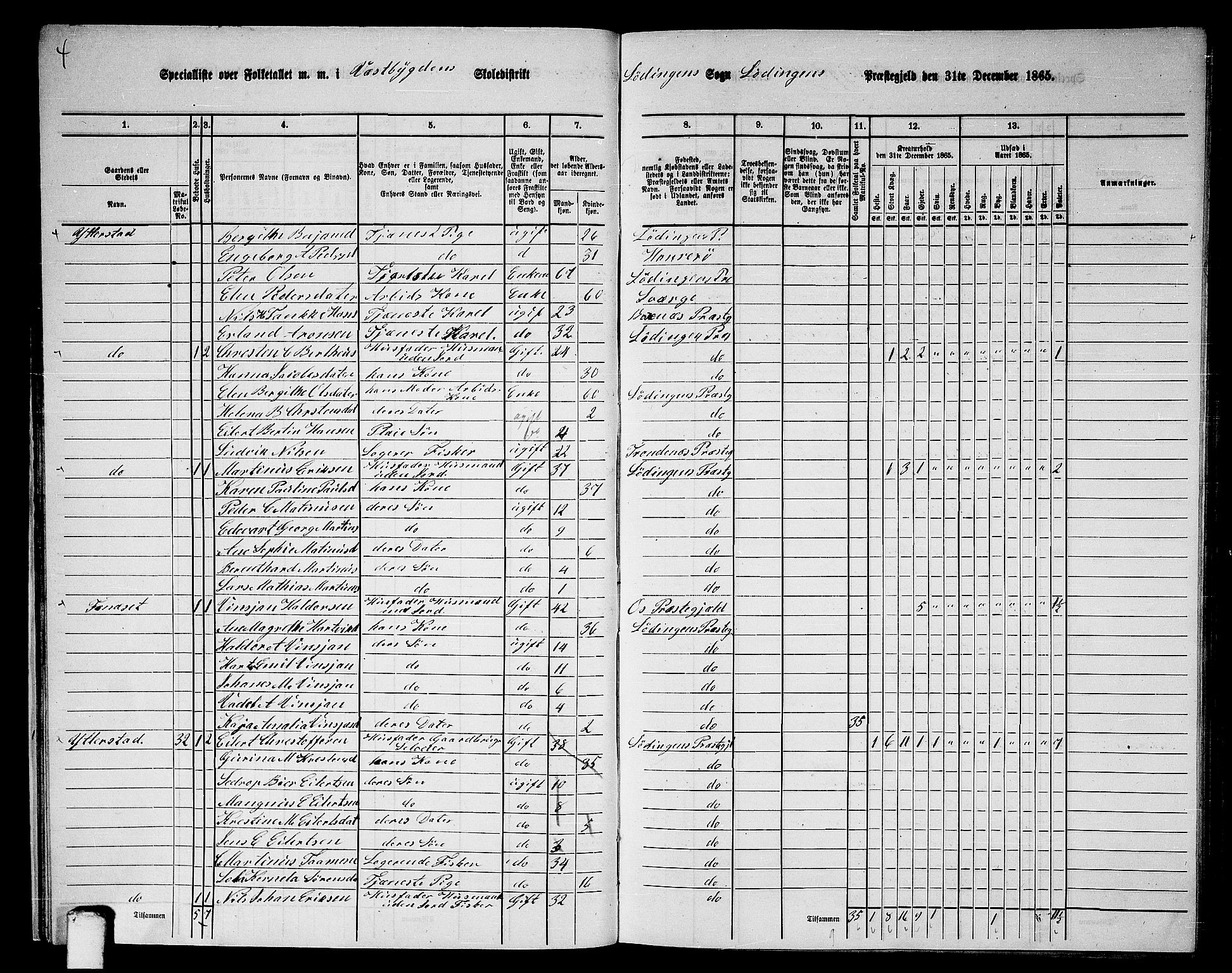 RA, Folketelling 1865 for 1851P Lødingen prestegjeld, 1865, s. 30