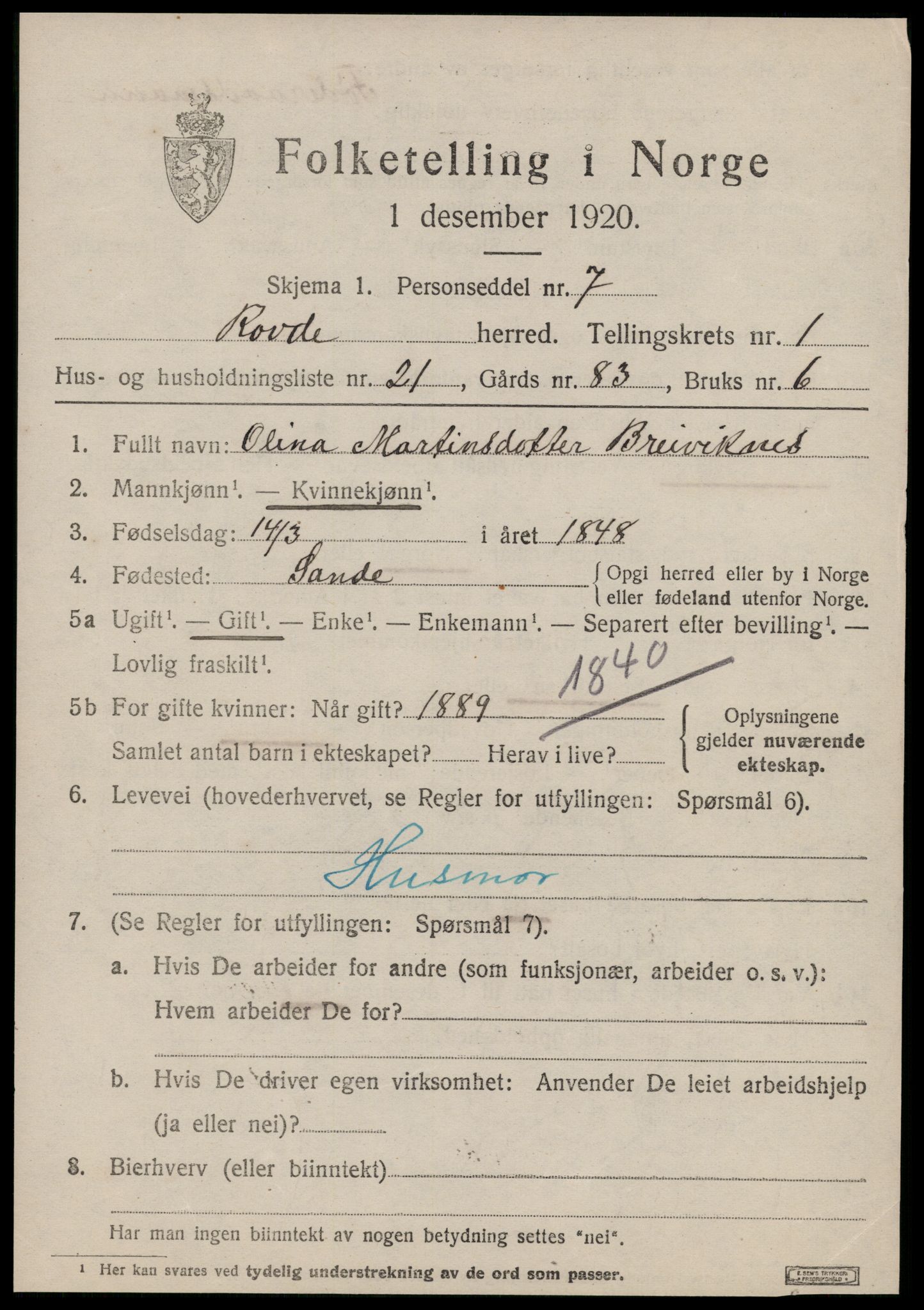 SAT, Folketelling 1920 for 1513 Rovde herred, 1920, s. 563