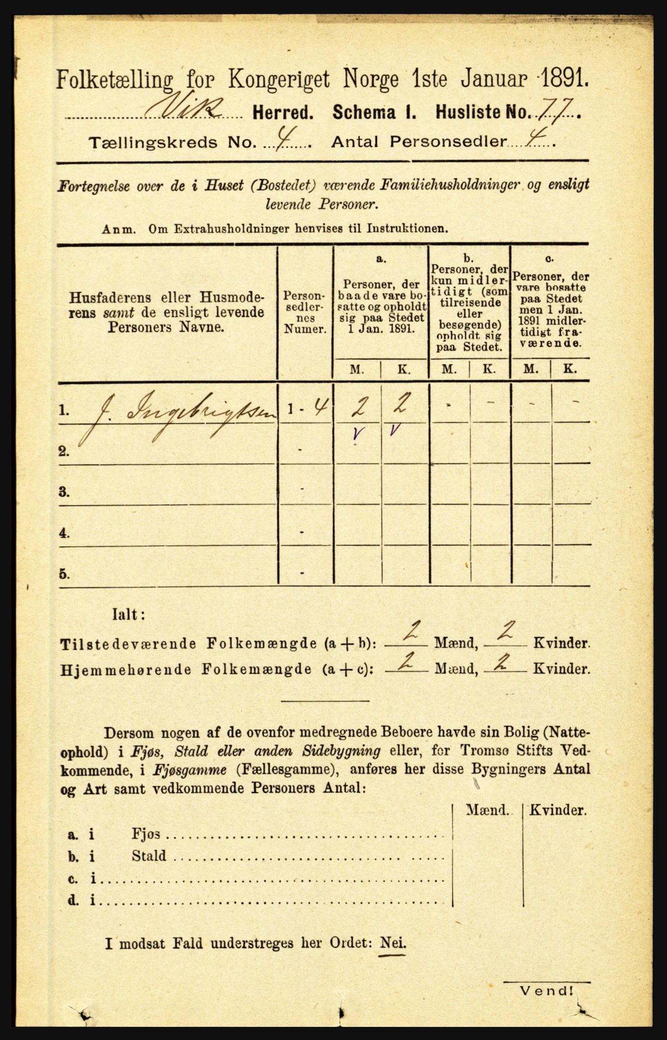 RA, Folketelling 1891 for 1417 Vik herred, 1891, s. 1789