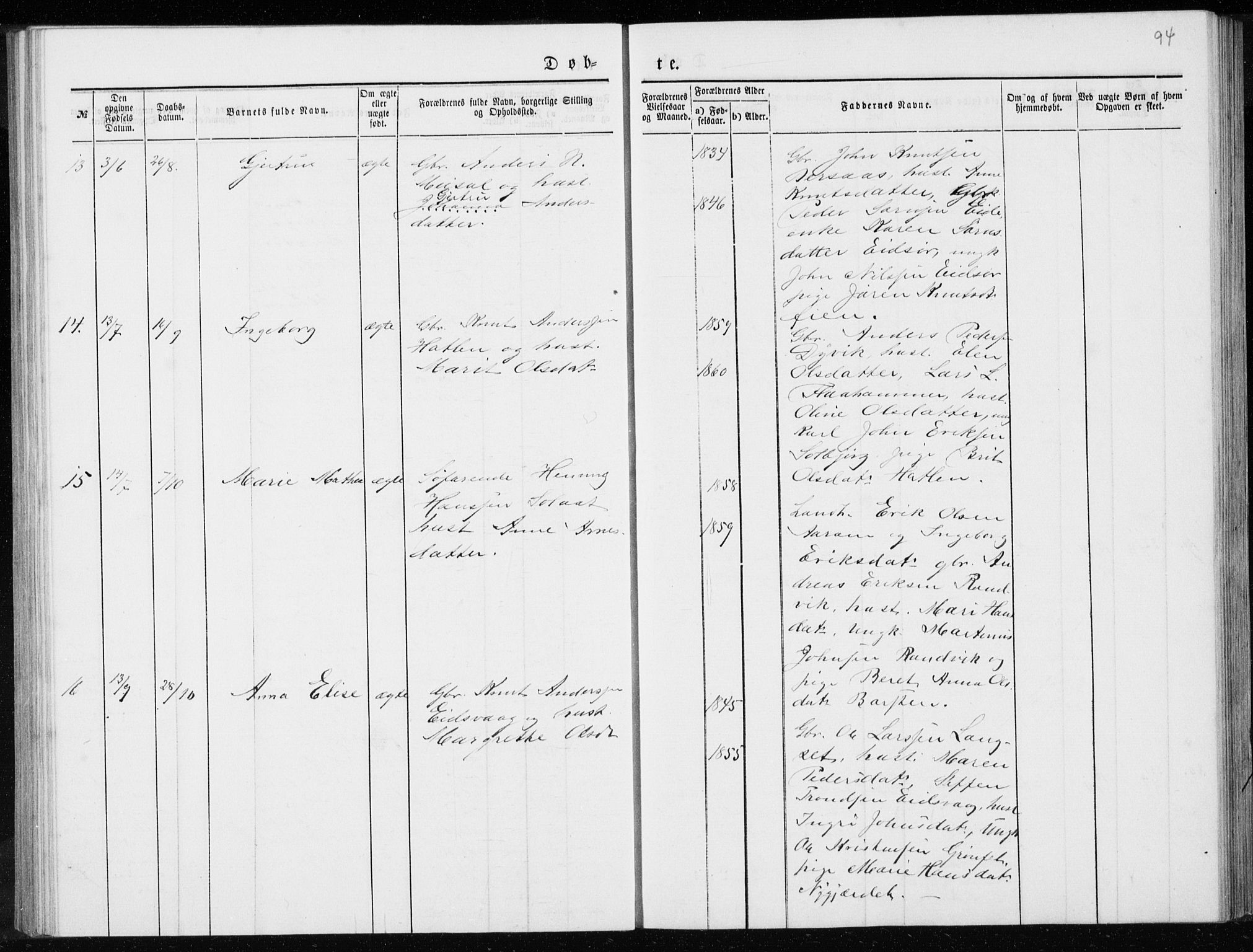 Ministerialprotokoller, klokkerbøker og fødselsregistre - Møre og Romsdal, AV/SAT-A-1454/551/L0631: Klokkerbok nr. 551C03, 1886-1894, s. 94