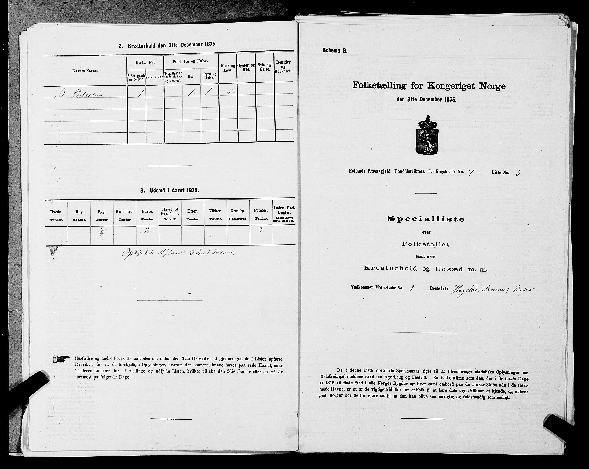 SAST, Folketelling 1875 for 1123L Høyland prestegjeld, Høyland sokn, 1875, s. 967