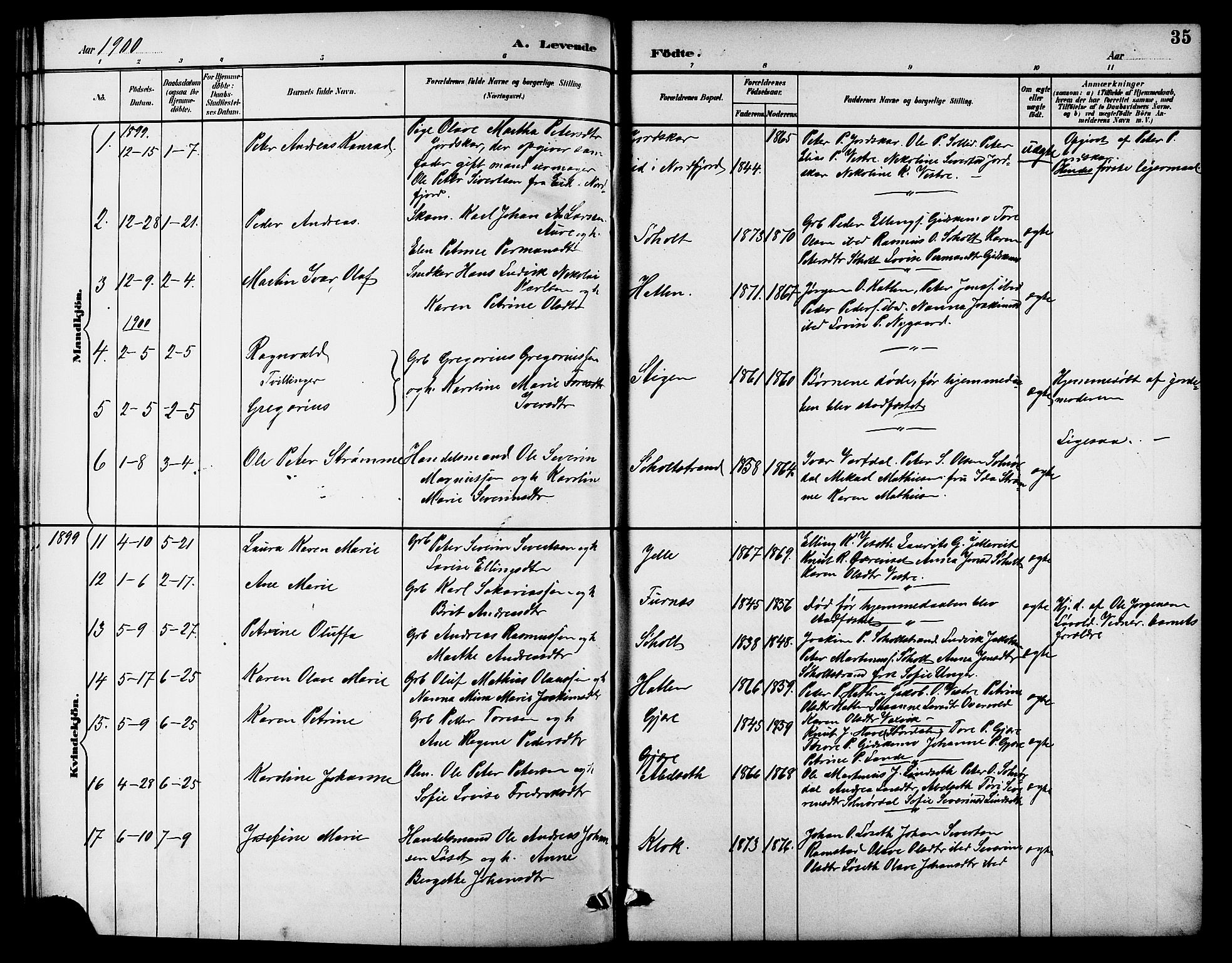 Ministerialprotokoller, klokkerbøker og fødselsregistre - Møre og Romsdal, SAT/A-1454/522/L0327: Klokkerbok nr. 522C06, 1890-1915, s. 35