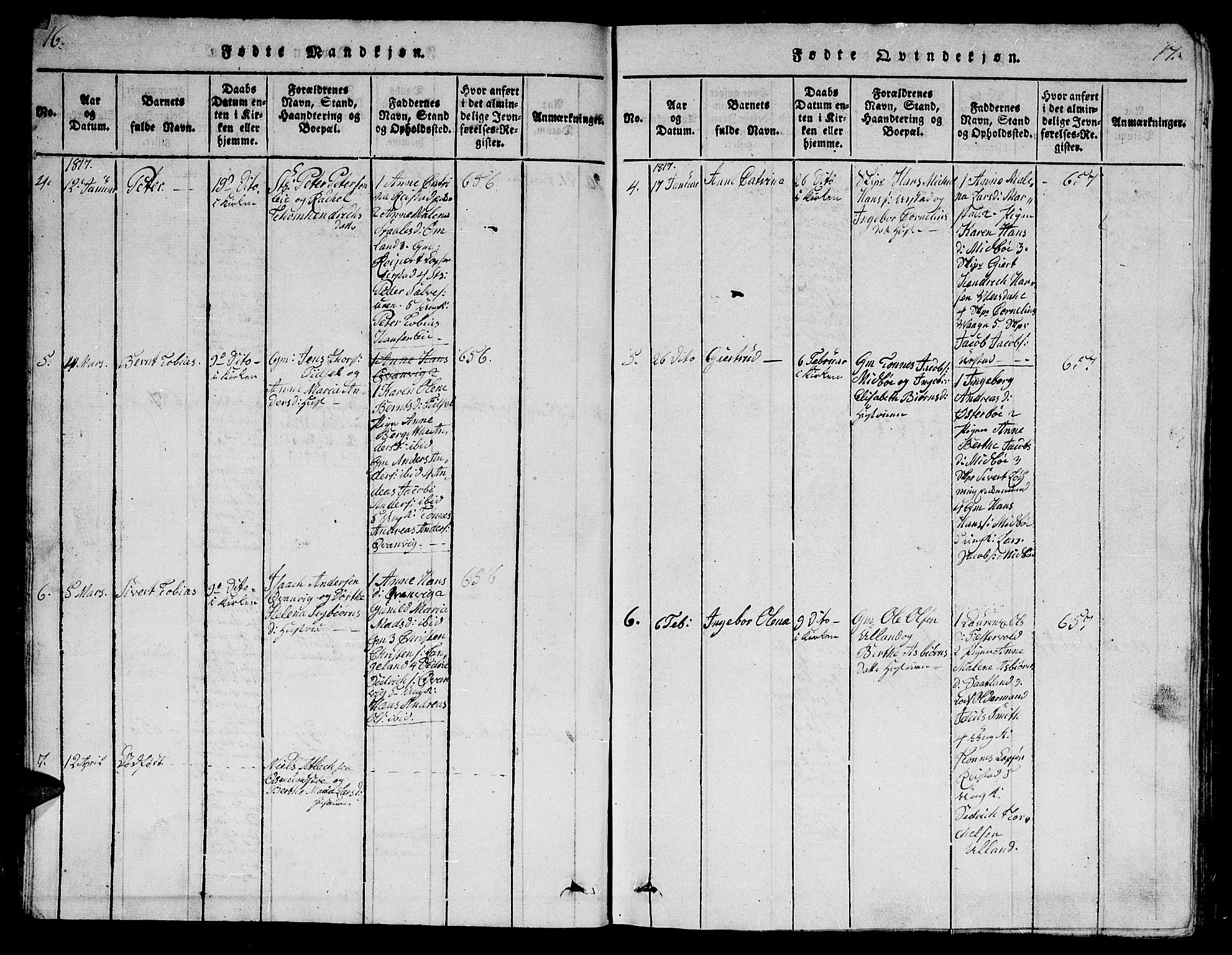 Flekkefjord sokneprestkontor, AV/SAK-1111-0012/F/Fb/Fbb/L0001: Klokkerbok nr. B 1, 1815-1830, s. 16-17