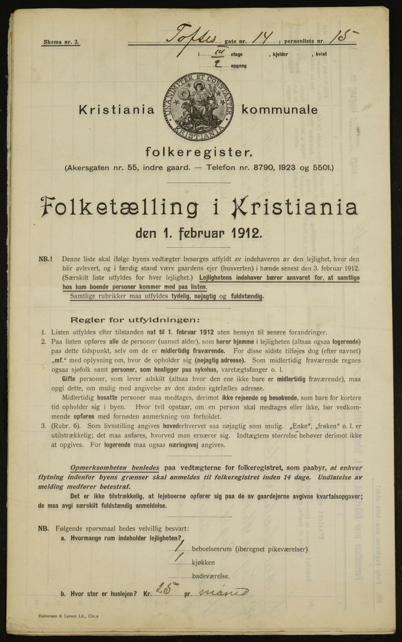 OBA, Kommunal folketelling 1.2.1912 for Kristiania, 1912, s. 111531