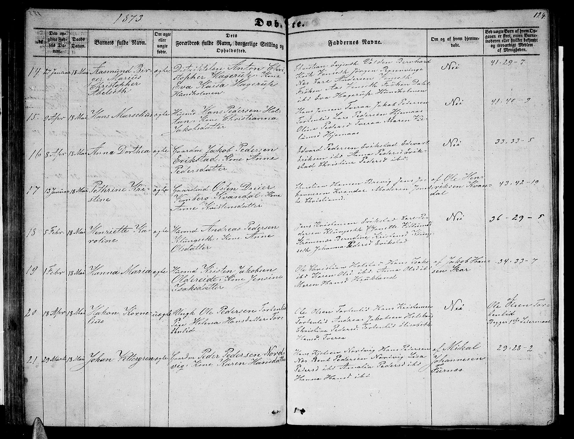 Ministerialprotokoller, klokkerbøker og fødselsregistre - Nordland, AV/SAT-A-1459/852/L0753: Klokkerbok nr. 852C04, 1856-1877, s. 124