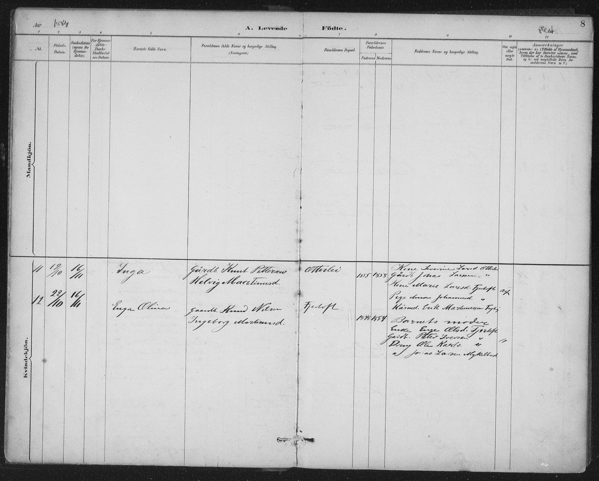 Ministerialprotokoller, klokkerbøker og fødselsregistre - Møre og Romsdal, AV/SAT-A-1454/538/L0522: Ministerialbok nr. 538A01, 1884-1913, s. 8