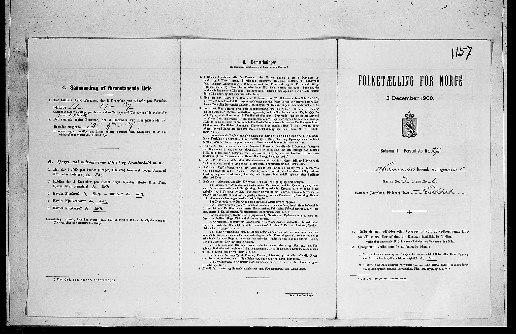 RA, Folketelling 1900 for 0618 Hemsedal herred, 1900, s. 397