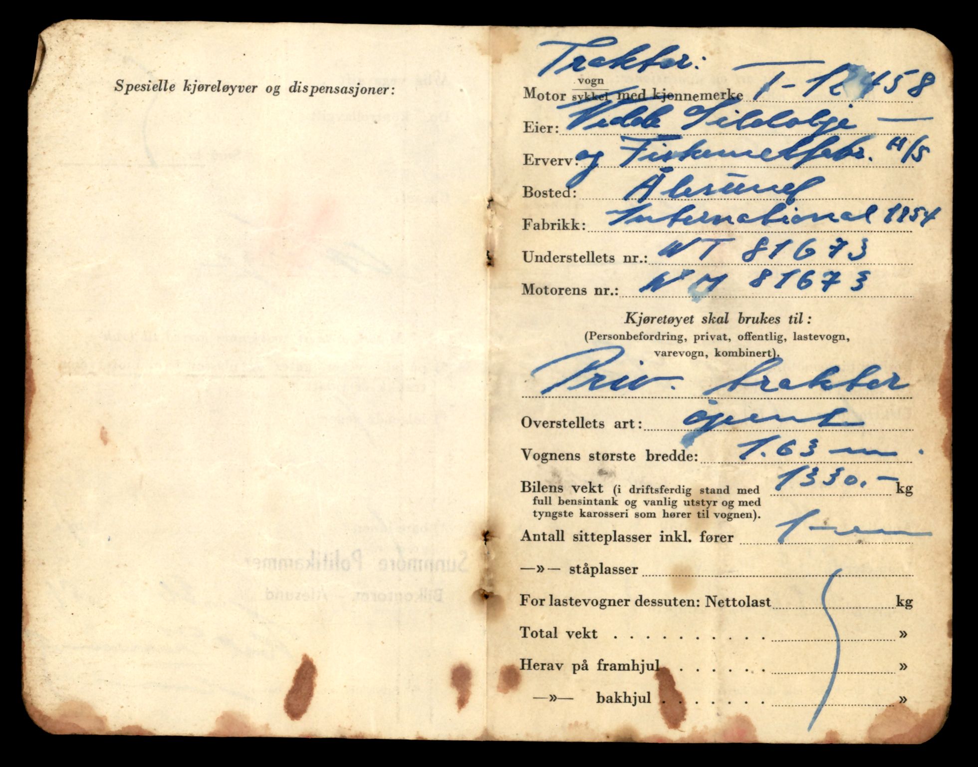 Møre og Romsdal vegkontor - Ålesund trafikkstasjon, AV/SAT-A-4099/F/Fe/L0033: Registreringskort for kjøretøy T 12151 - T 12474, 1927-1998, s. 3447